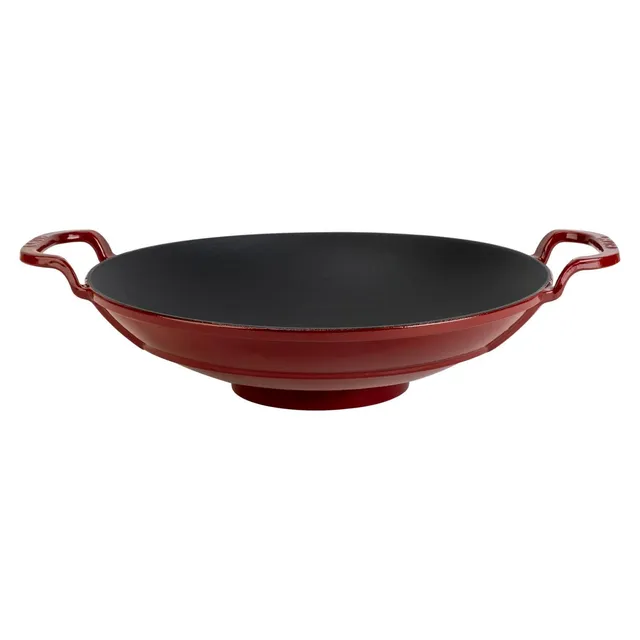 Lava Signature Wokpfanne 38 cm Burgund Gusseisen