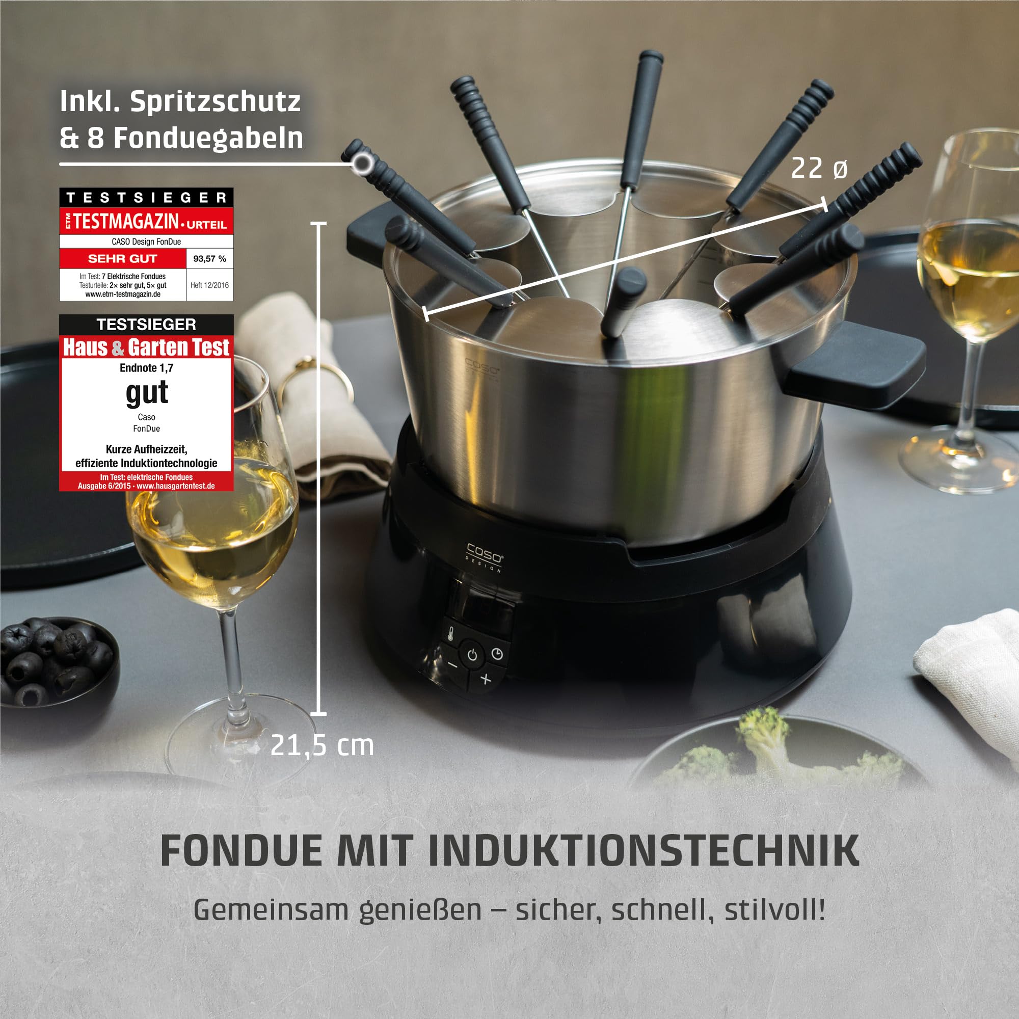 Caso Induktions Fondue 8 Personen Schwarz