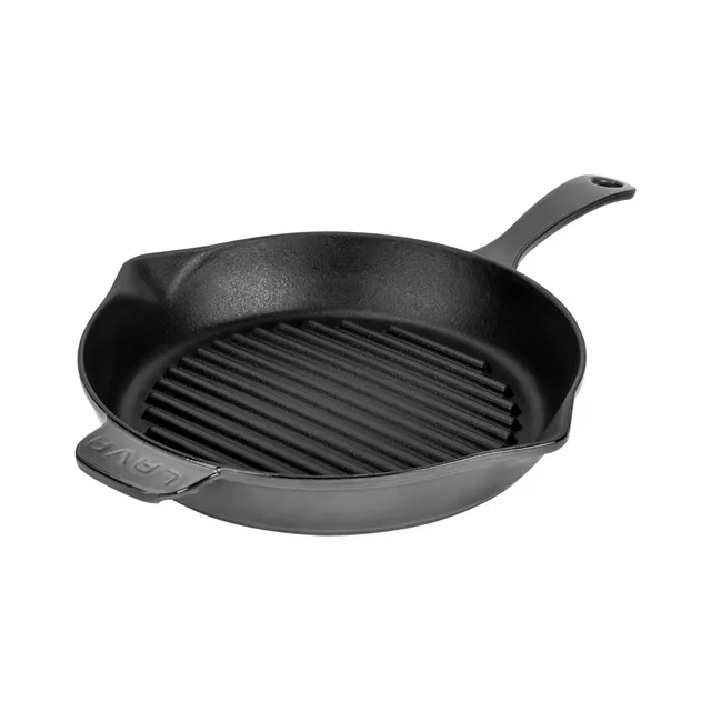 Lava Premium Grillpfanne 28 cm Gusseisen Grau Emaille Rund