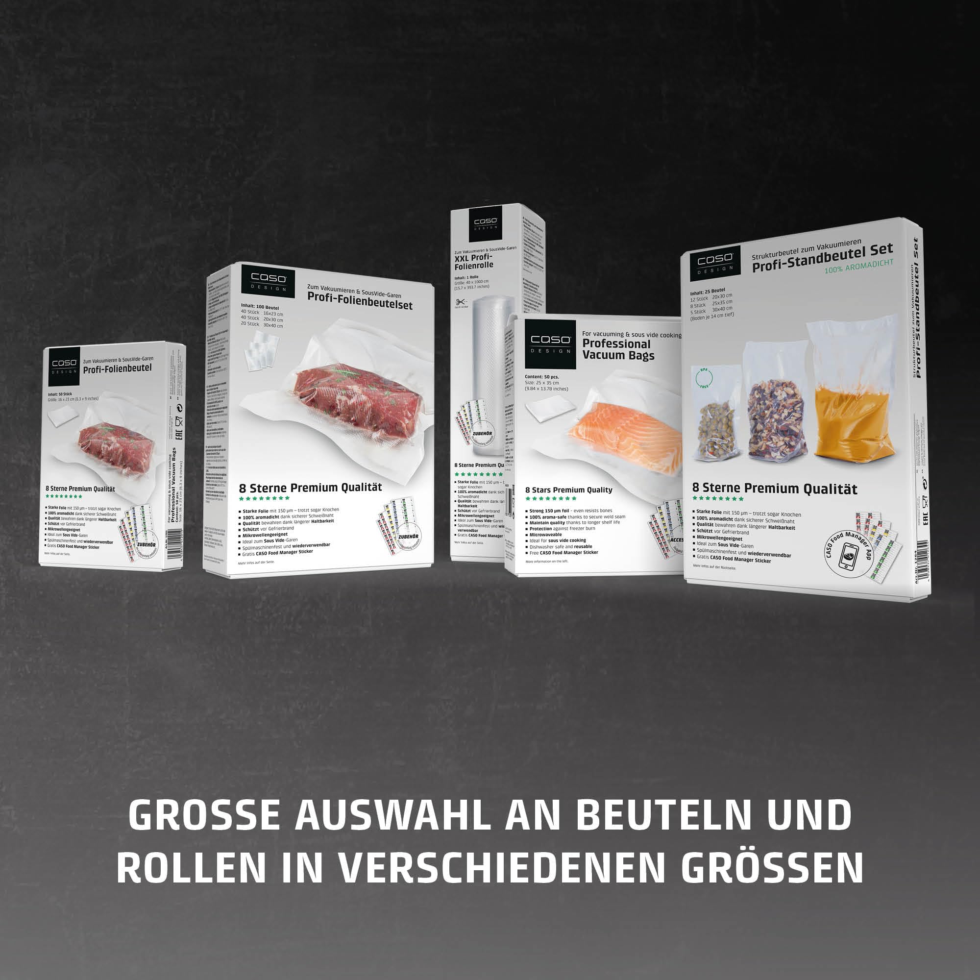 CASO 8 Sterne Folienbeutel 16x23 cm 50 Stück Vakuumbeutel BPA-frei