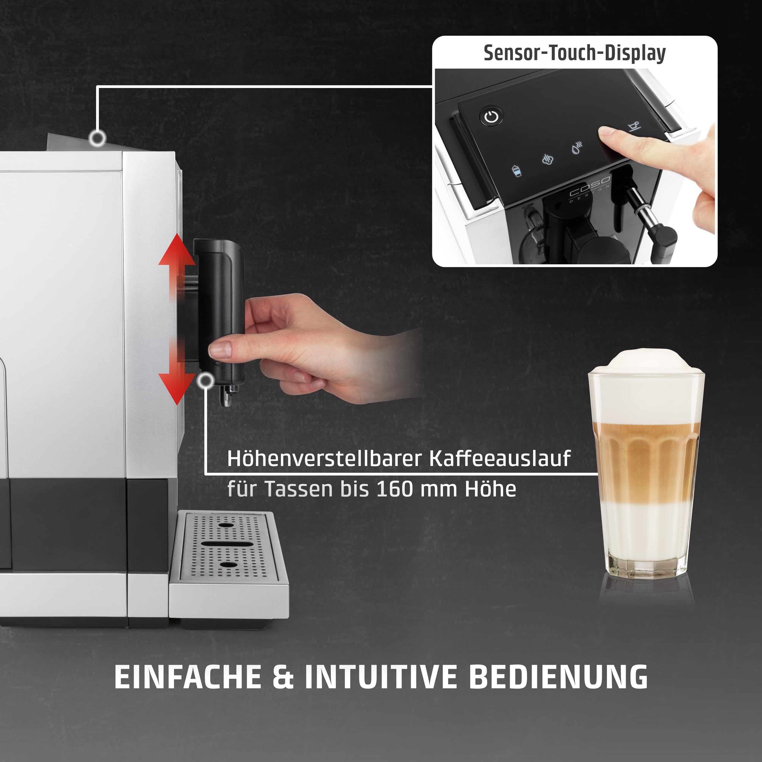 Caso Café Crema One Kaffeevollautomat Edelstahl 160 g