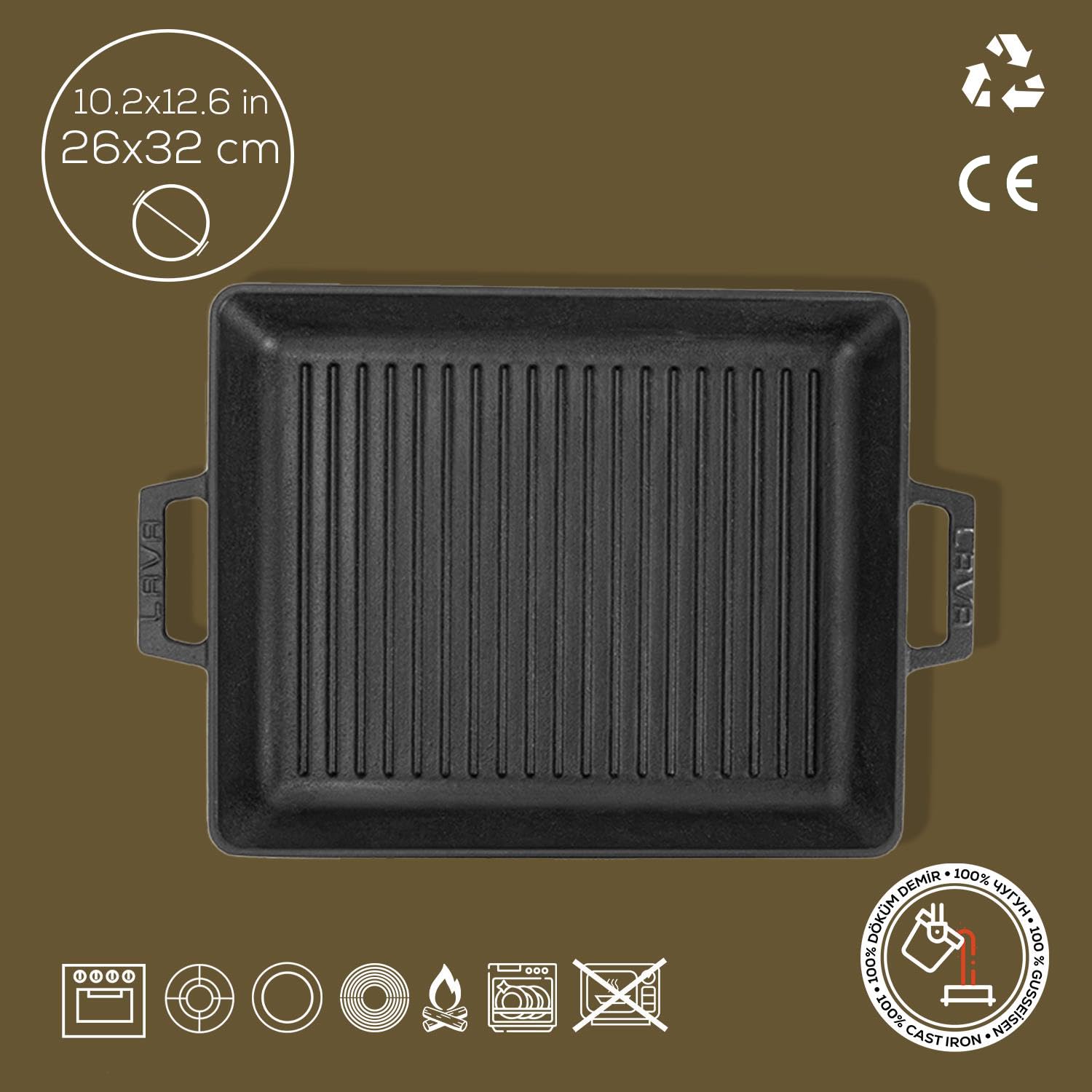 Lava Signature Grillpfanne 26x32 cm Schwarz Gusseisen