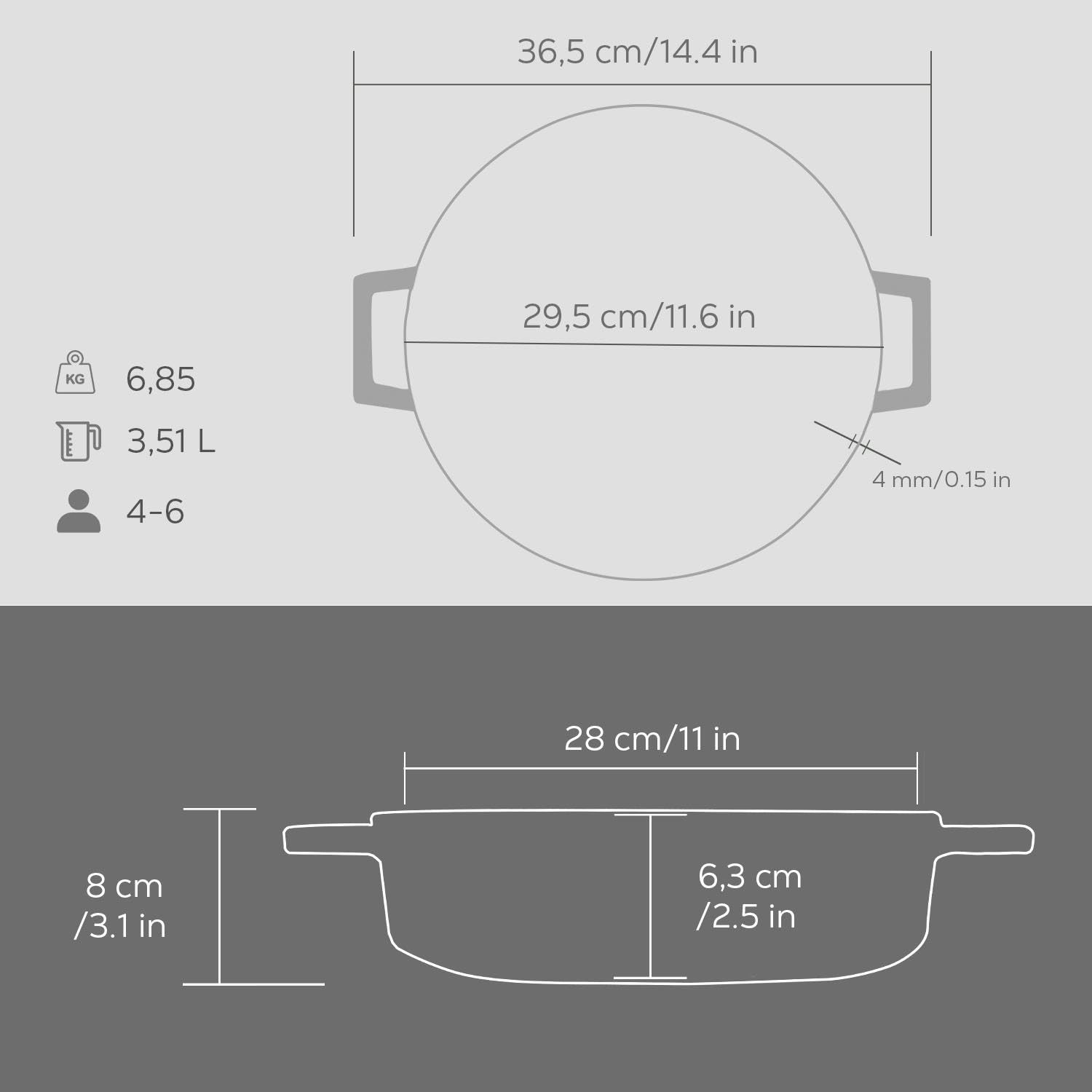 Lava Premium Series Allzwecktopf 28cm Grau Gusseisen Schmortopf