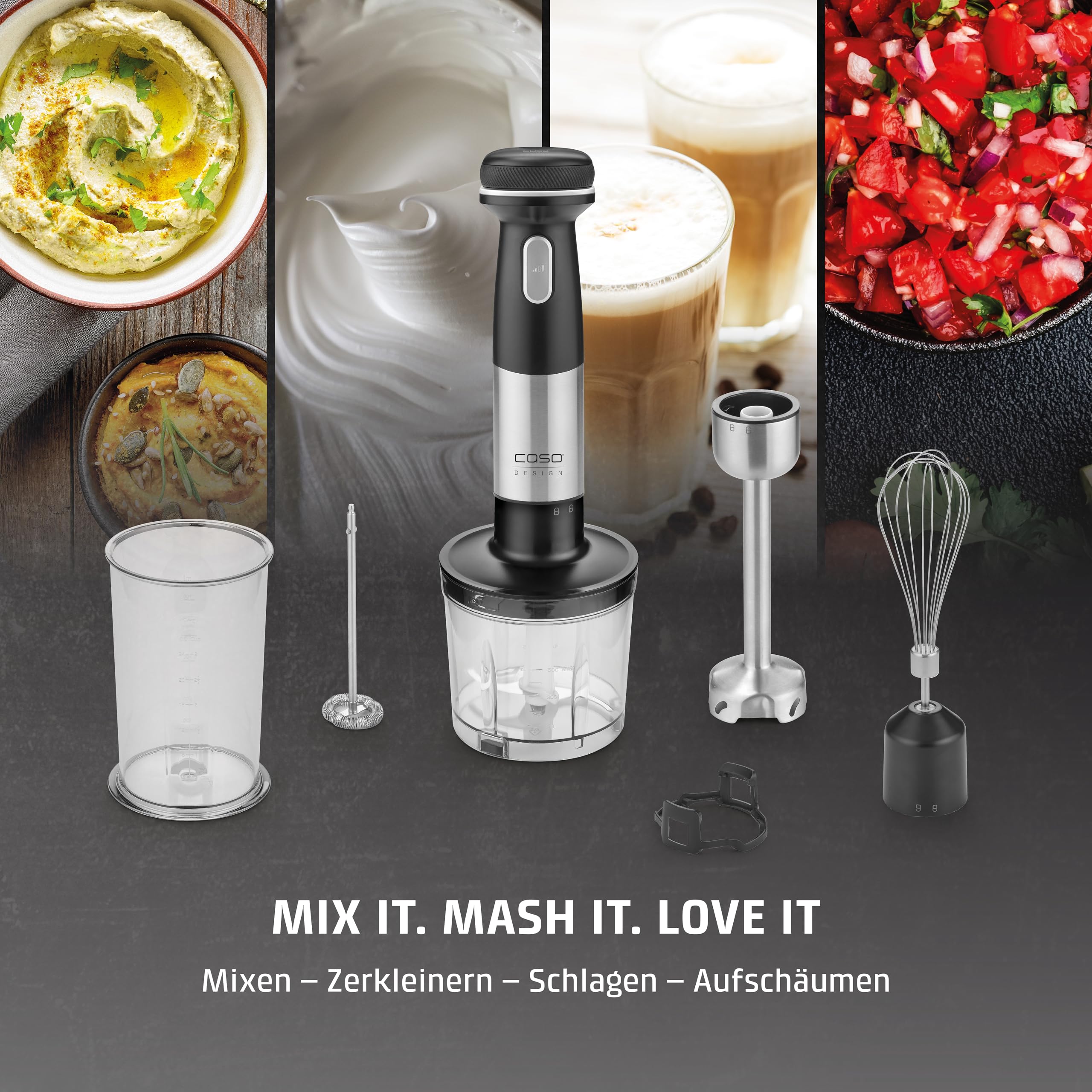 Caso Click & Mash Stabmixer kabellos 4in1 Akku Set