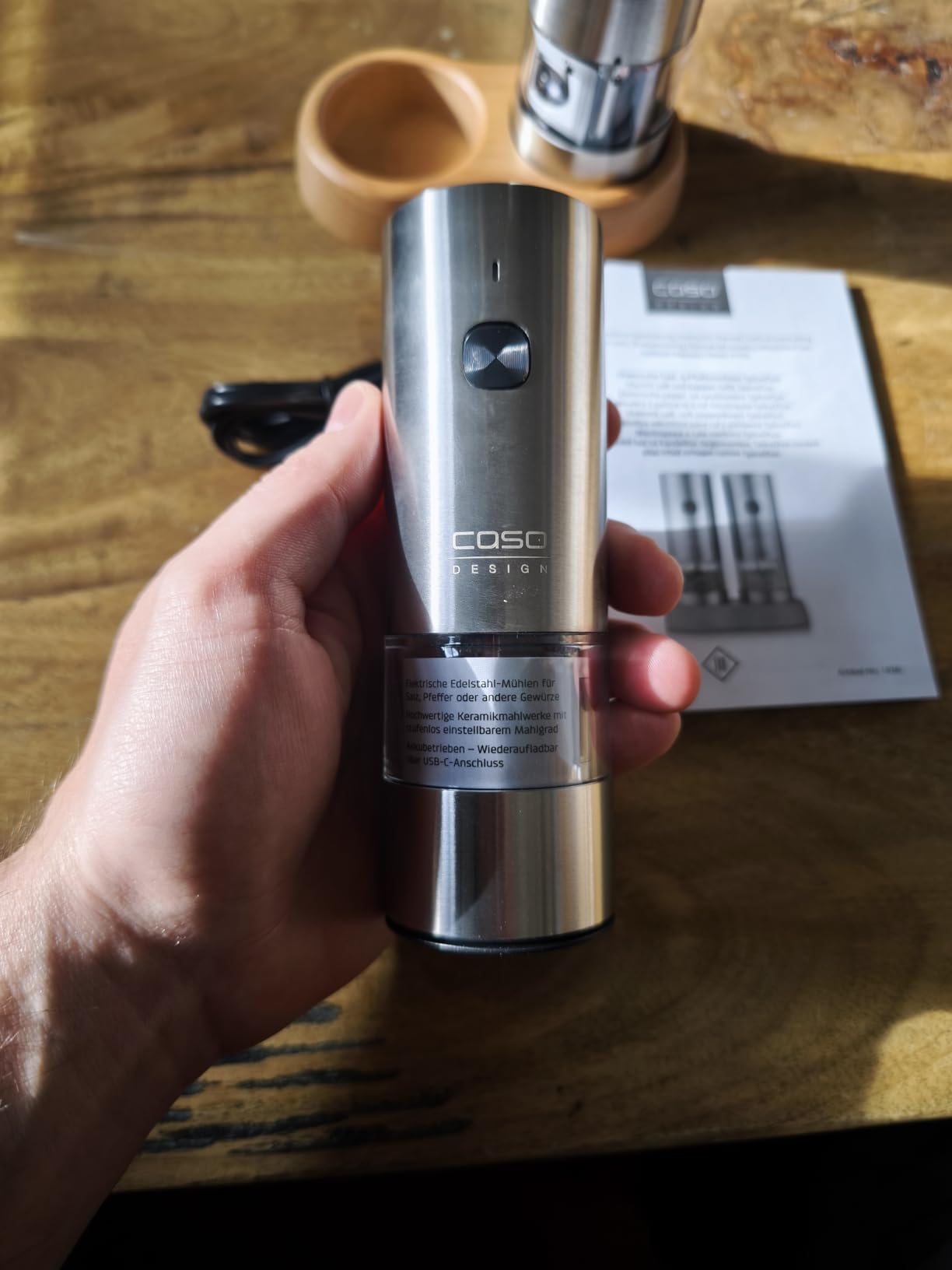Caso SpiceDuo Salz- & Pfeffermühle Set Edelstahl USB-C 2er