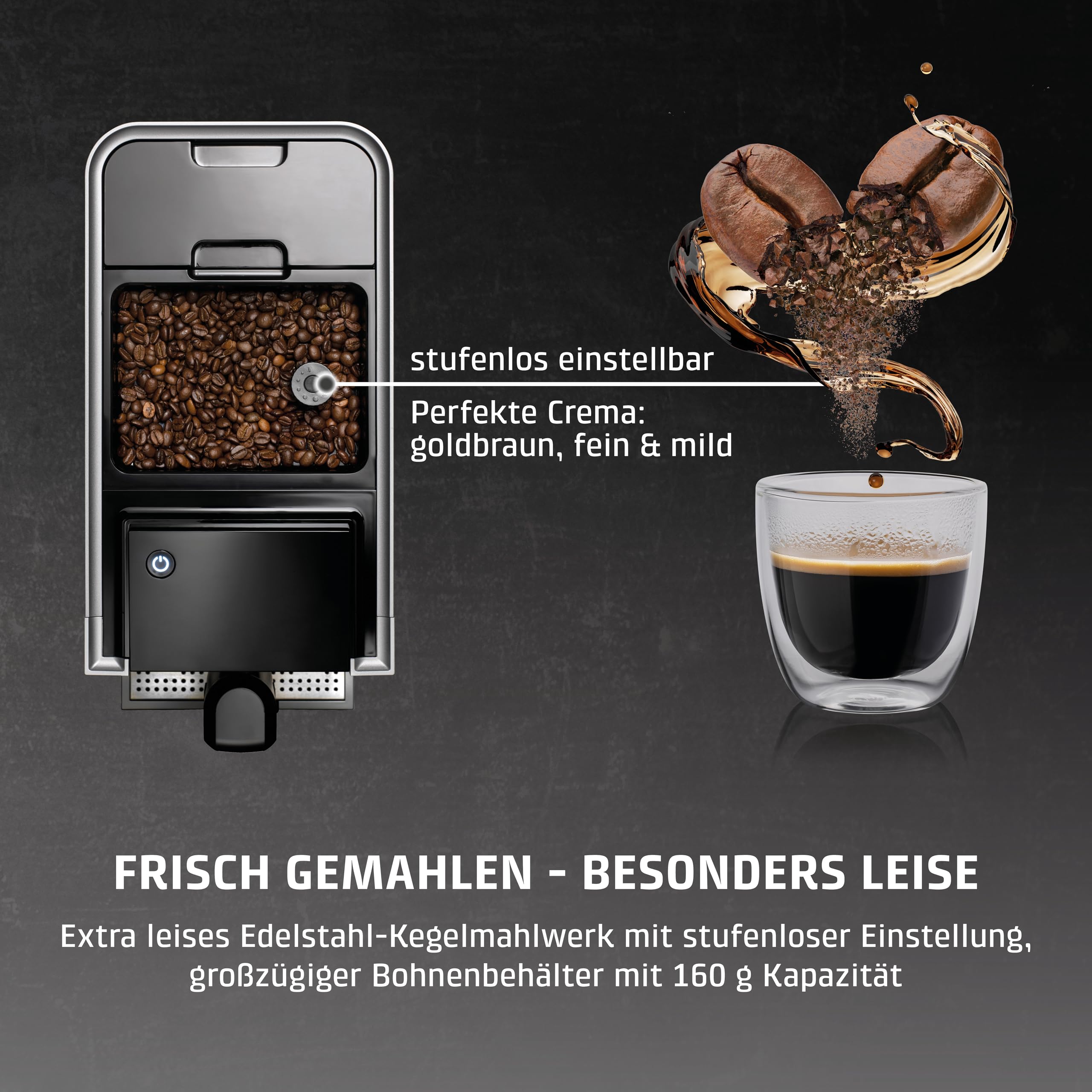 Caso Café Crema One Kaffeevollautomat Edelstahl 160 g