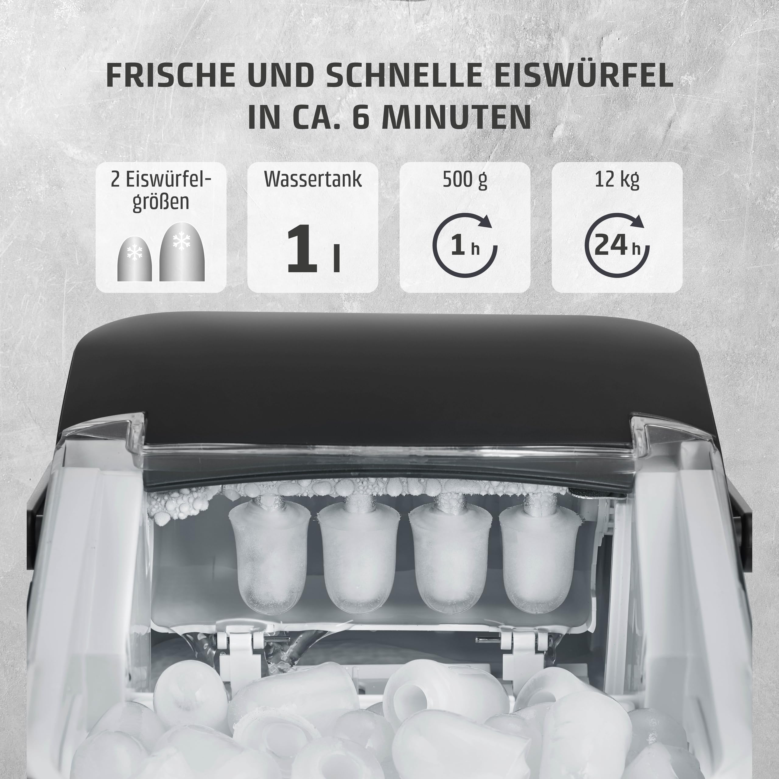 CASO IceChef Compact Eiswürfelmaschine 12 kg Schwarz