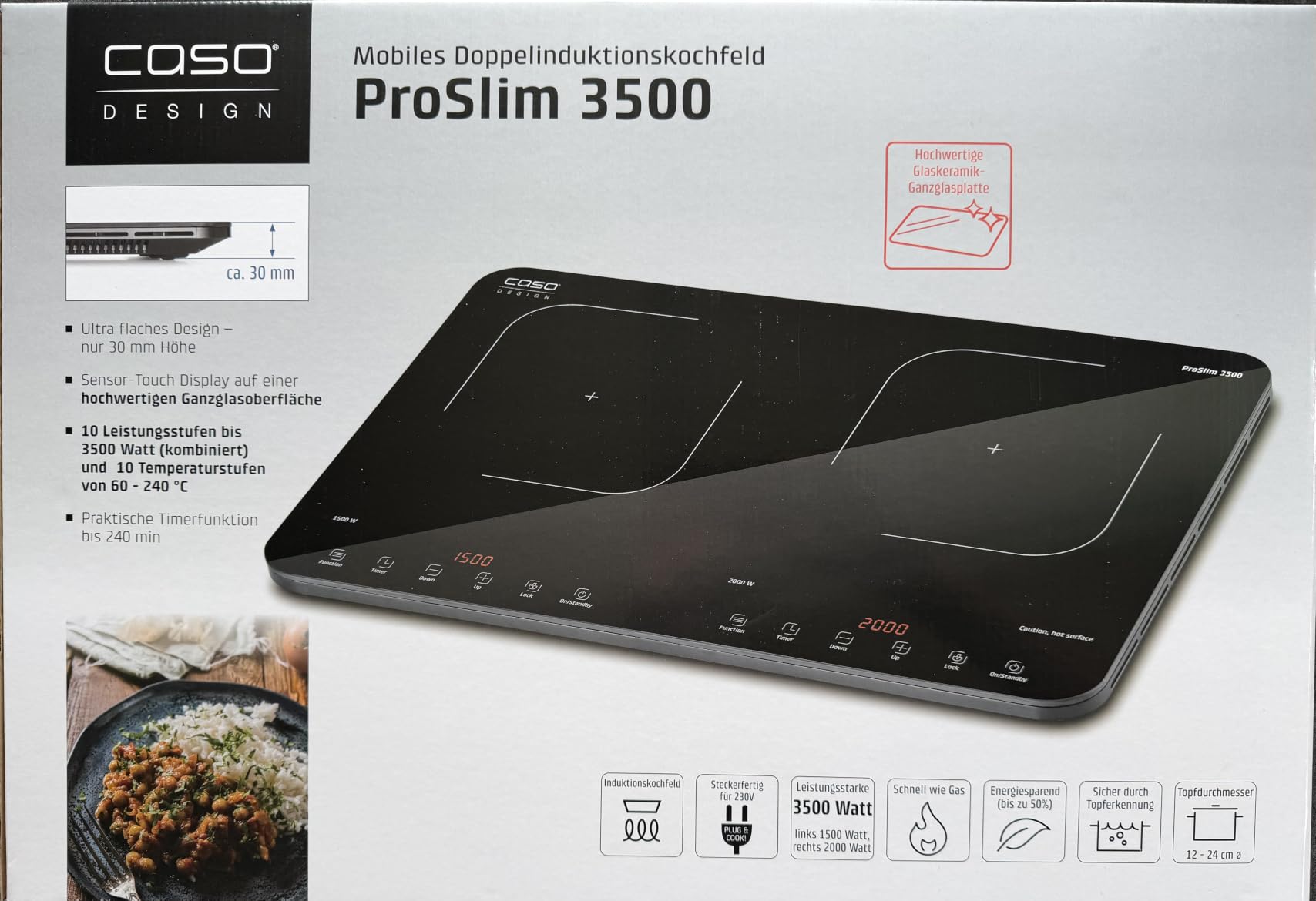 CASO ProSlim 3500 Doppel-Induktionsplatte 3500 W ultraflach