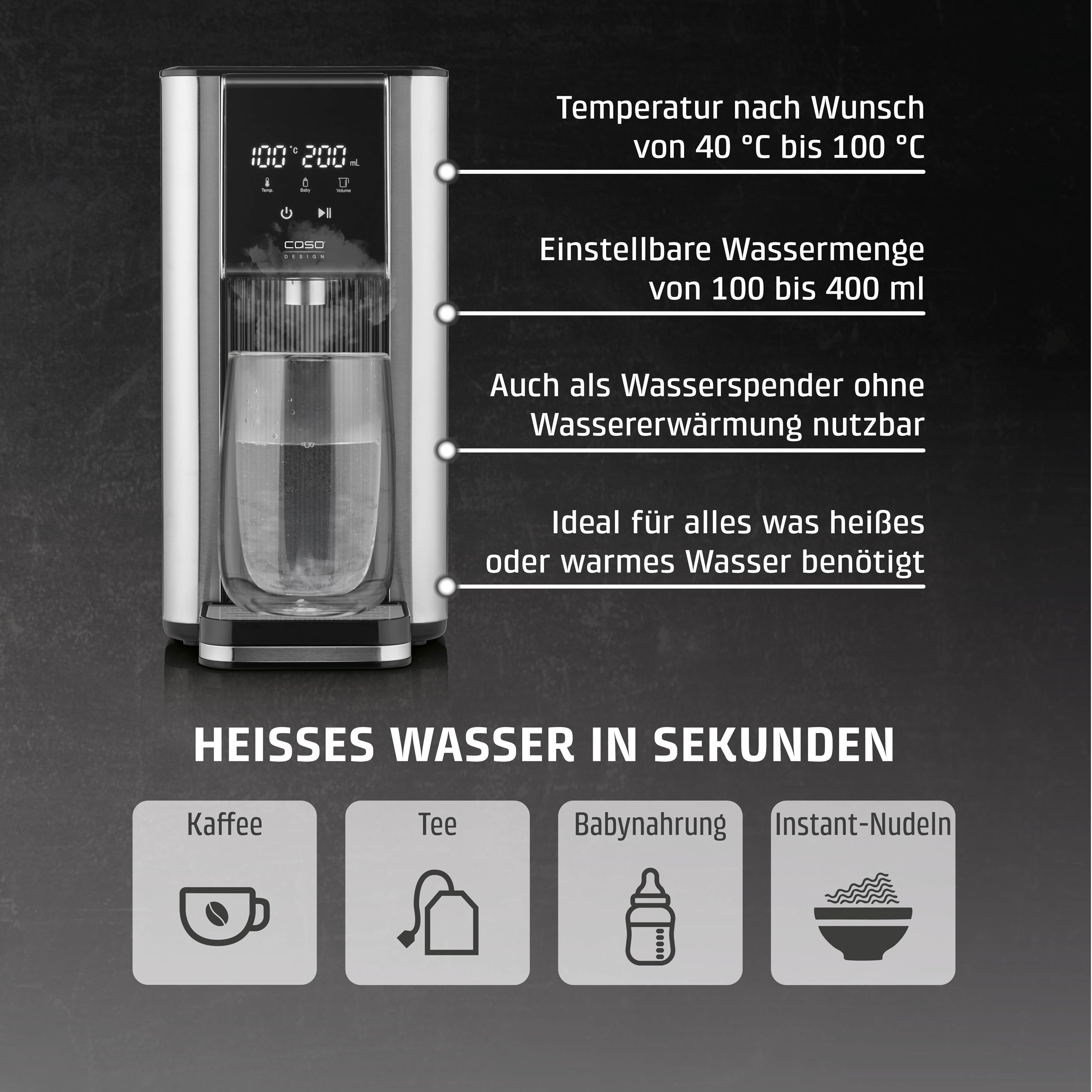 Caso HW 620 Heißwasserspender Edelstahl 2,5 L