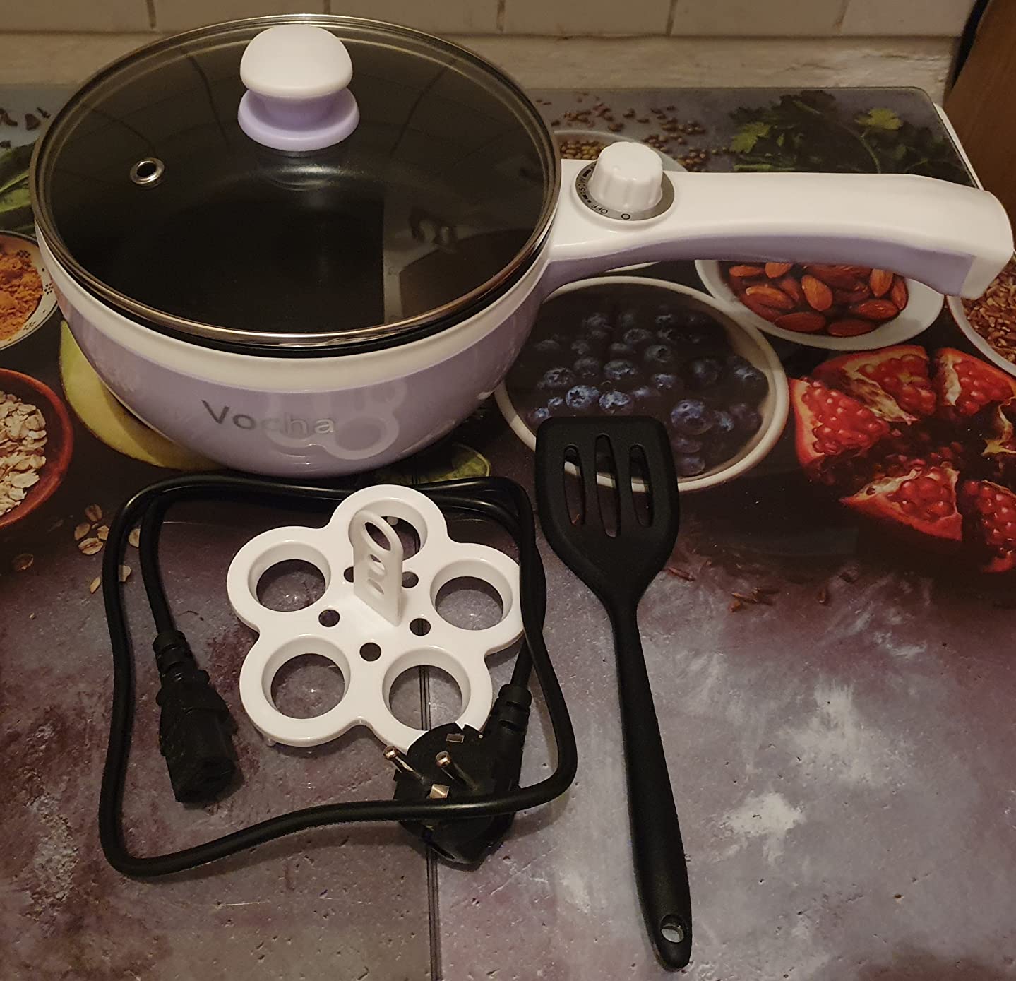 Vocha Electric Pot Elektrotopf 1,5 L Grün Antihaft 600W