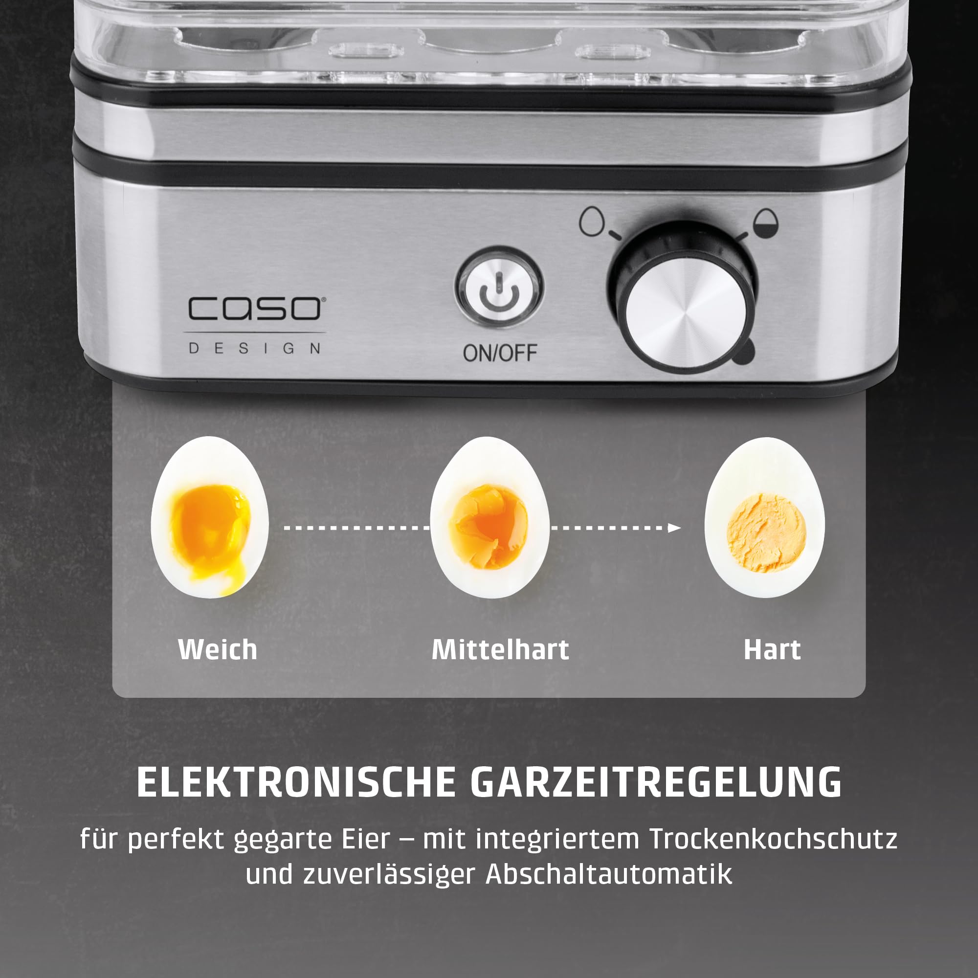 Caso E 9 Eierkocher Edelstahl für 8 Eier mit Signal