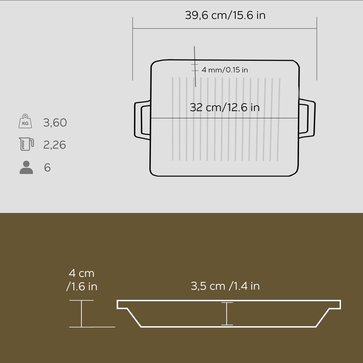 Lava Signature Grillpfanne 26x32 cm Schwarz Gusseisen