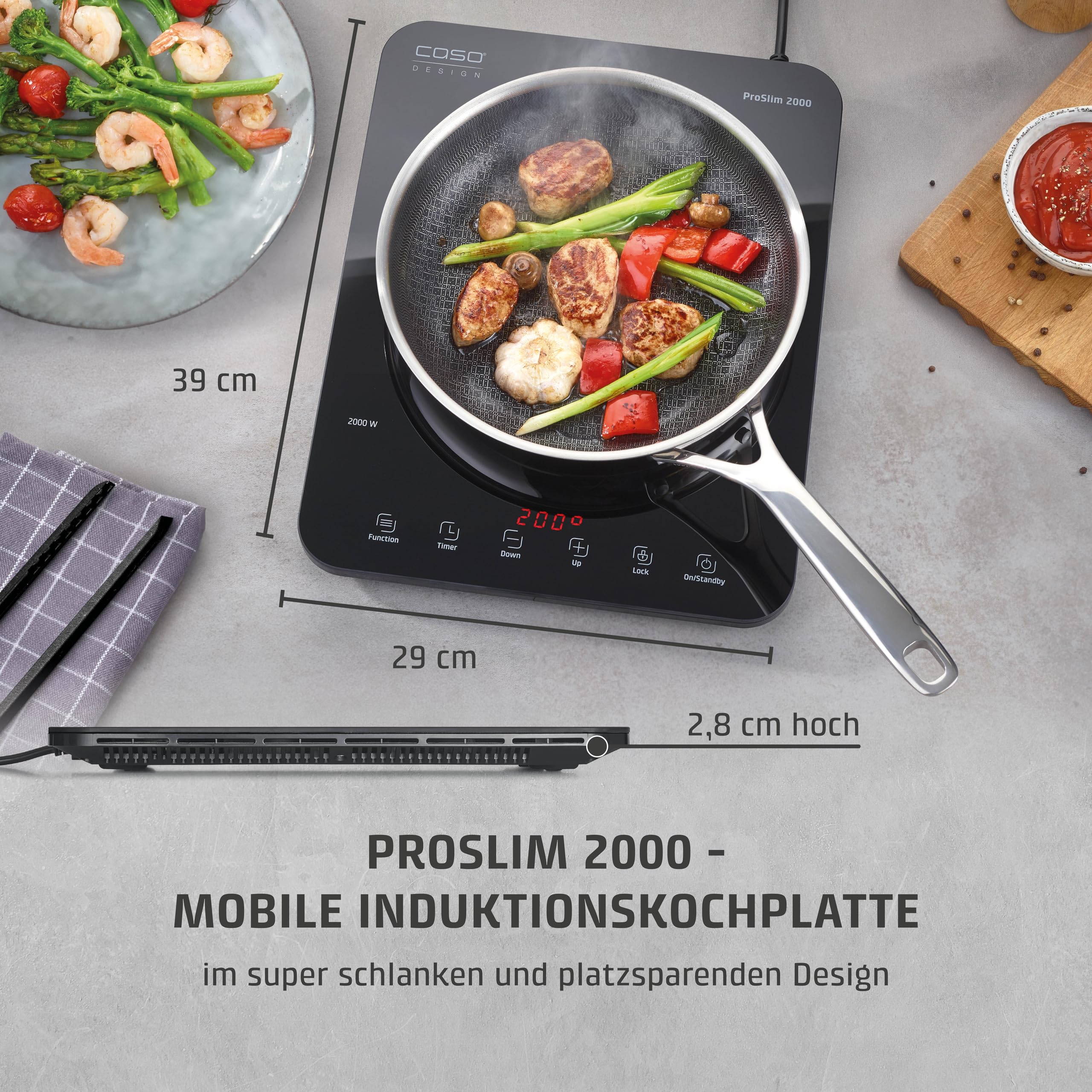 Caso ProSlim 2000 Induktionskochplatte 2000 Watt Schwarz