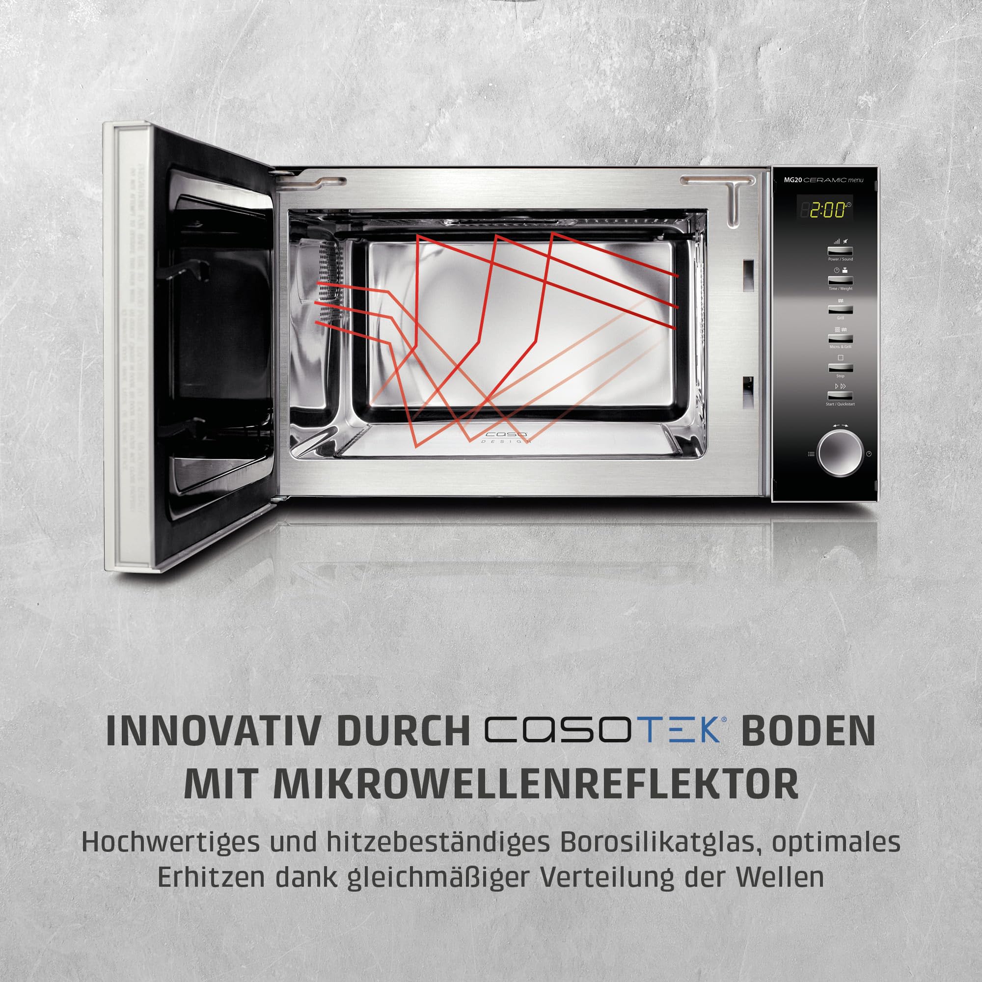 CASO MG20 Ceramic menu Mikrowelle mit Grill 20L Keramikboden