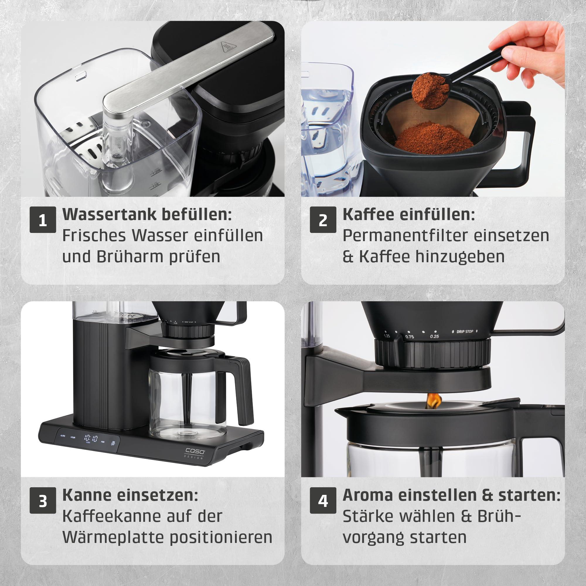 Caso Aroma Sense Kaffeemaschine Permanentfilter Edelstahl