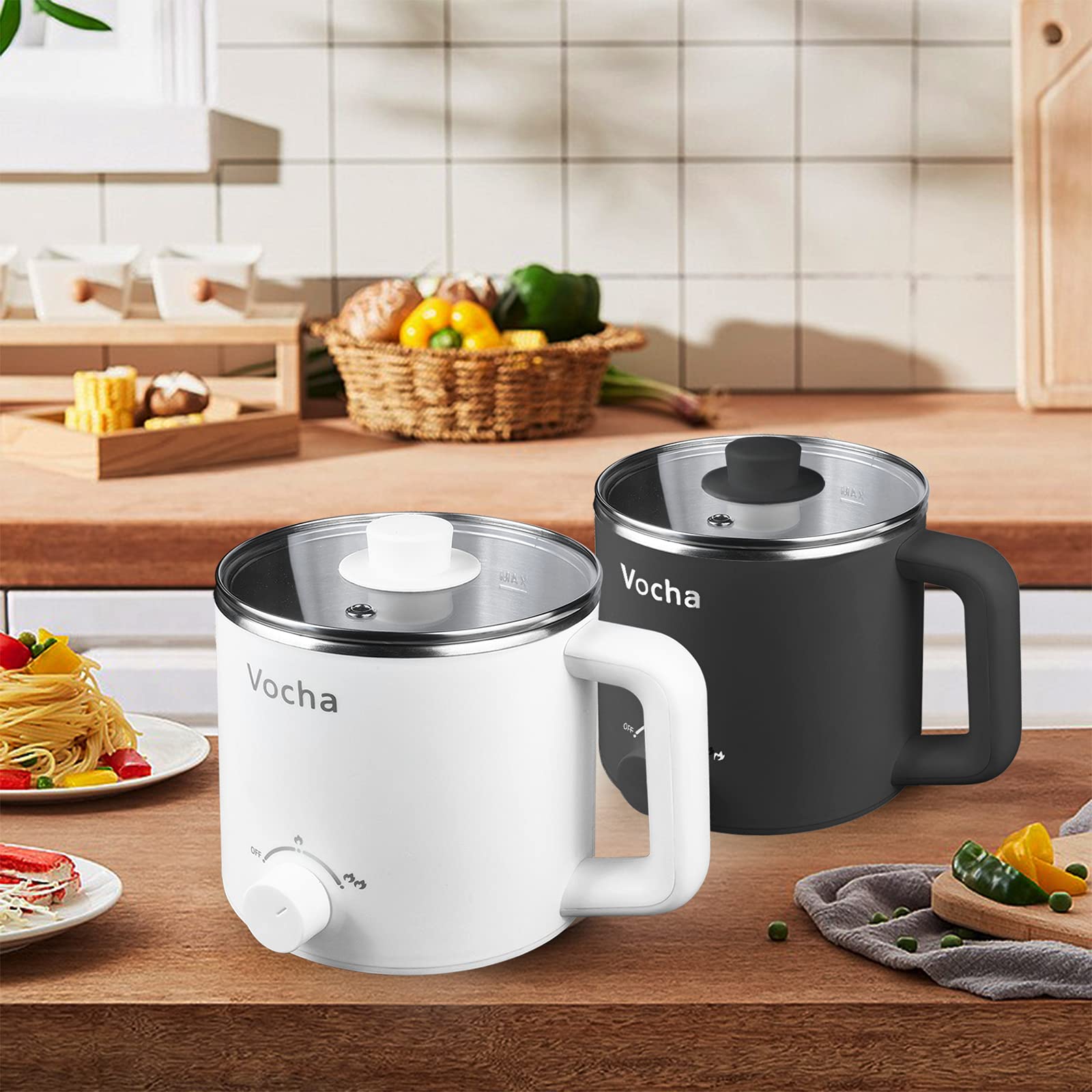 Vocha Hot Pot Elektro Kochtopf 1,6 L Weiß 600 W Nudeln