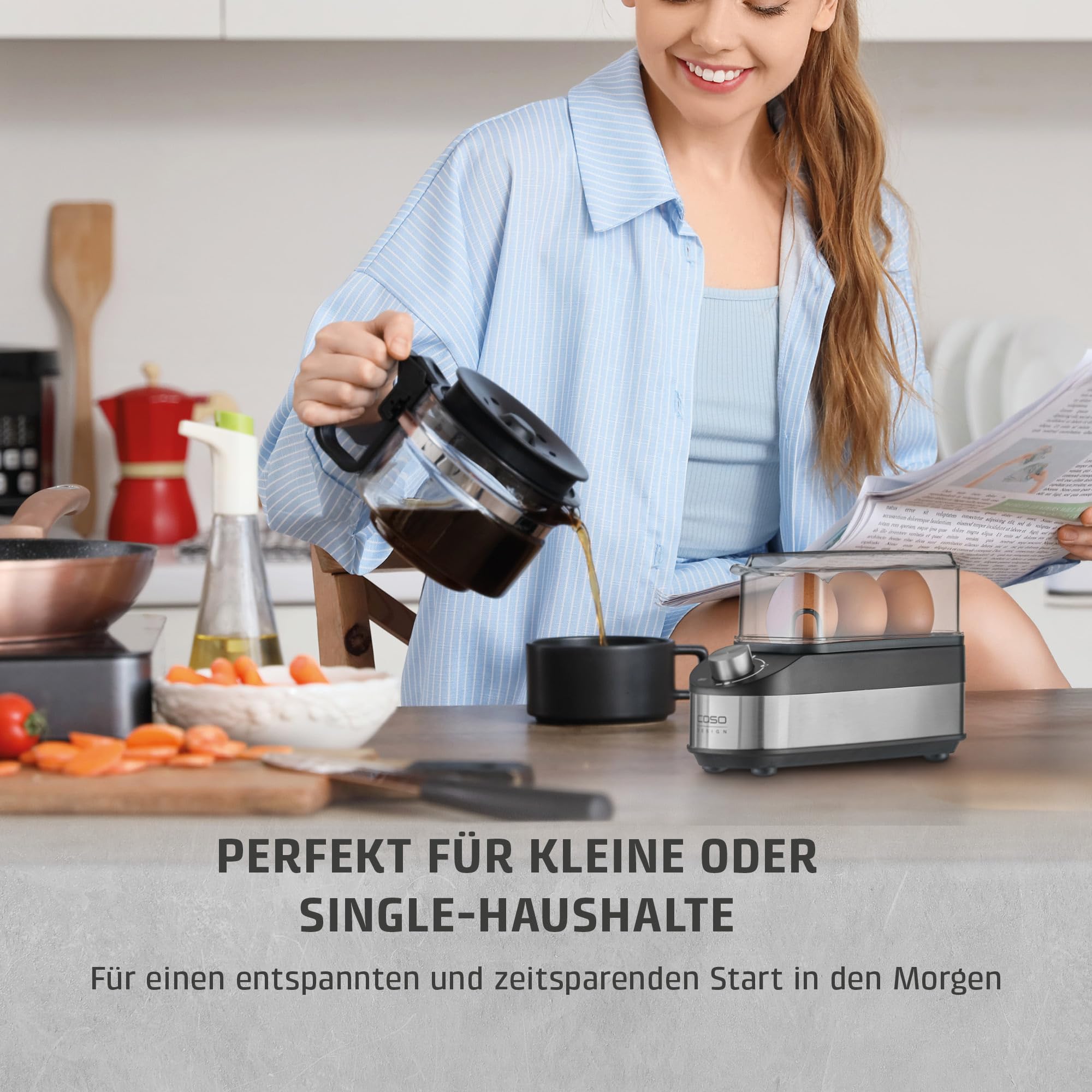 CASO E3 Eierkocher 3 Eier Edelstahl Drehregler
