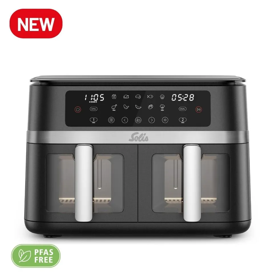 Solis Air Fryer Duo Heißluftfritteuse 11L 2x5,5L Sync