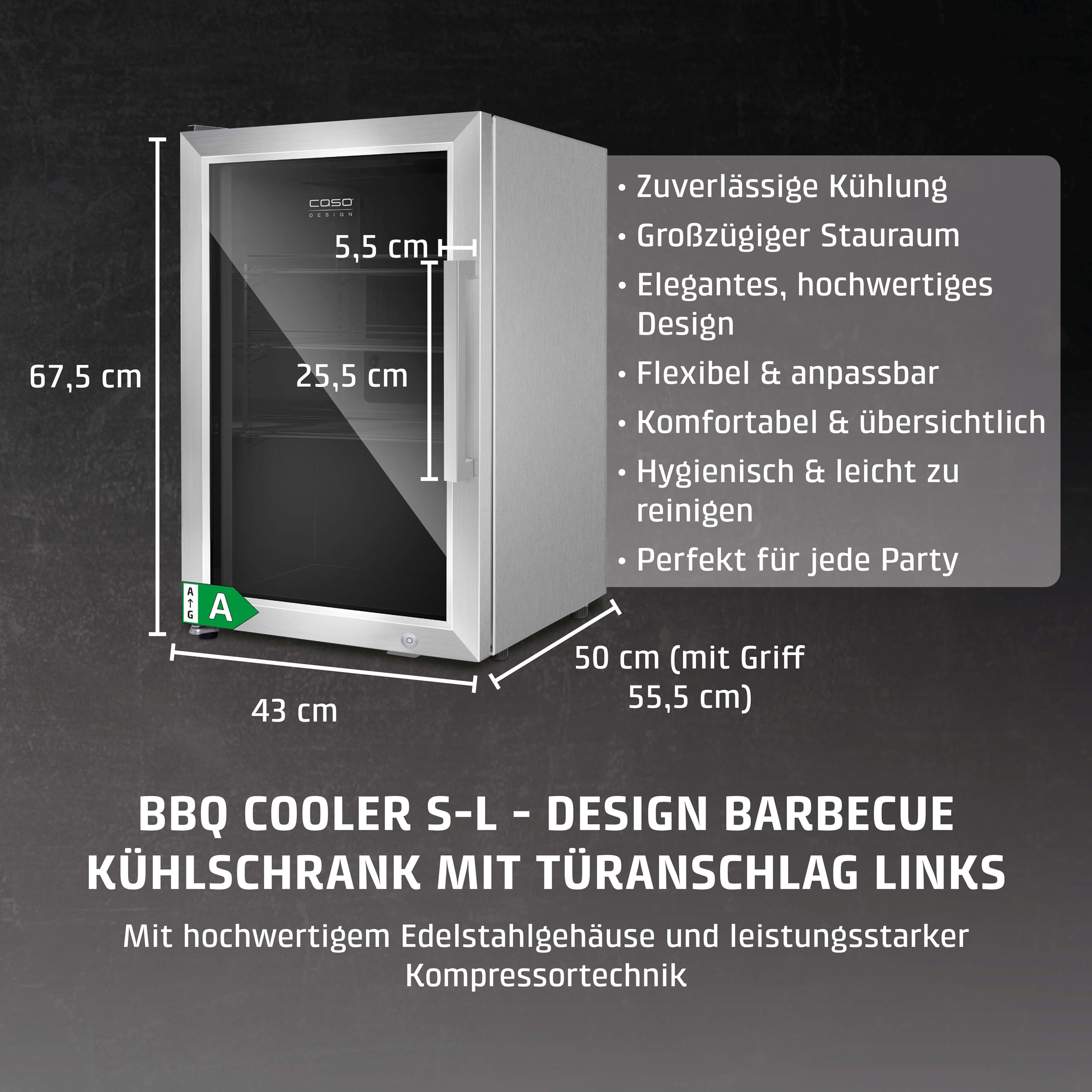 Caso BBQ Cooler S-L Kühlschrank 63L Tür links IPX4