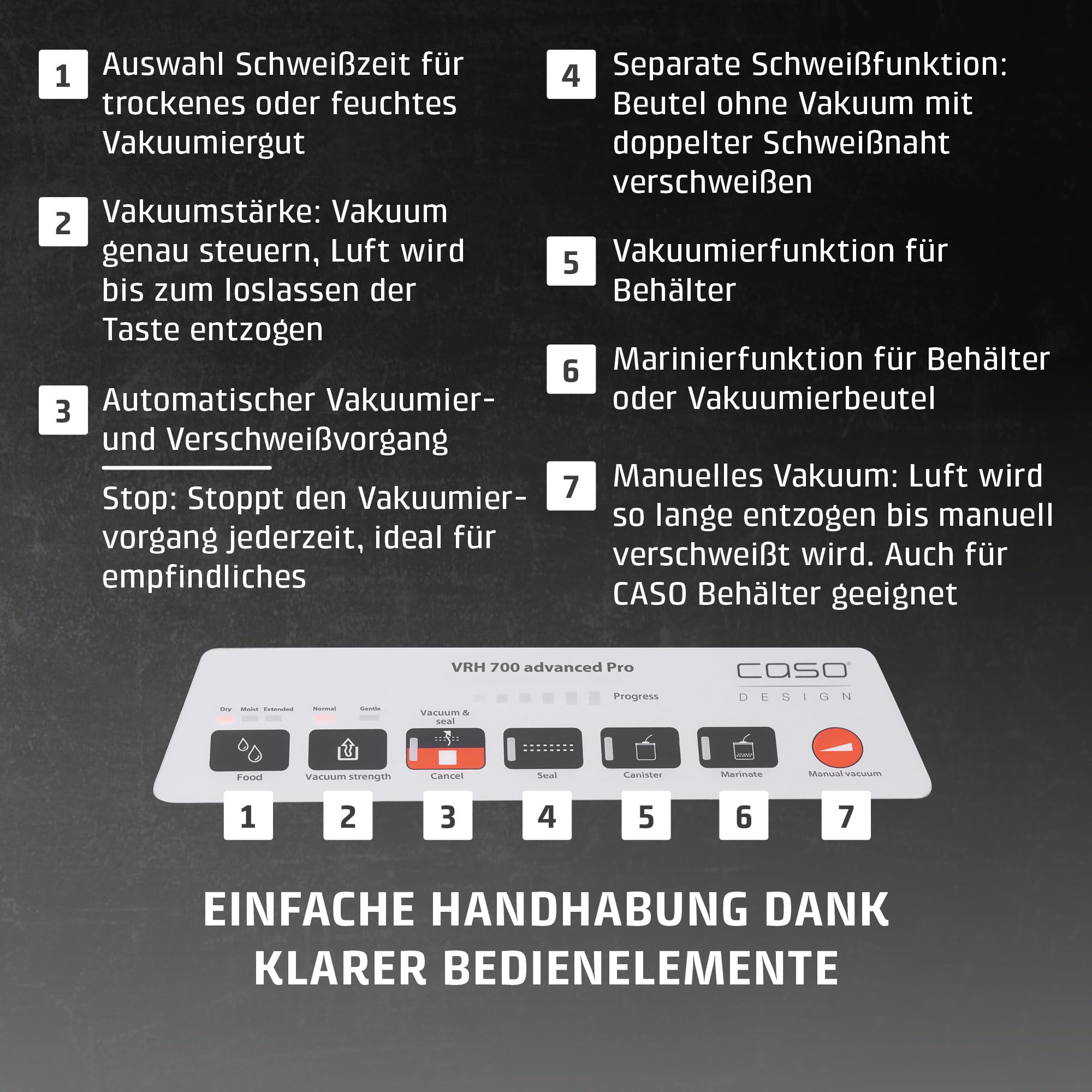 Caso VRH 700 advanced Pro Vakuumierer Doppelschweißnaht
