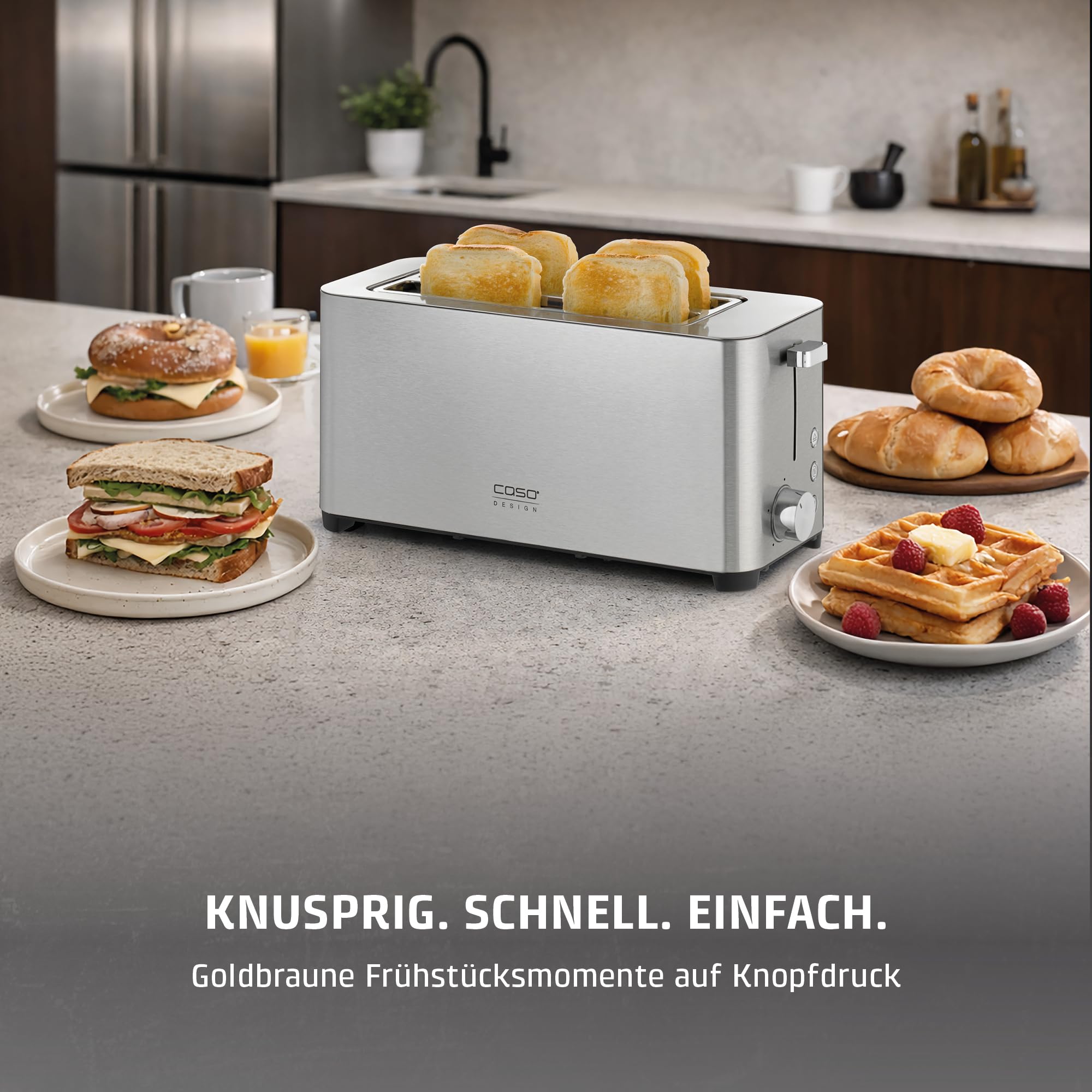 Caso Classico T4 Toaster Edelstahl 4 Scheiben 5 Stufen