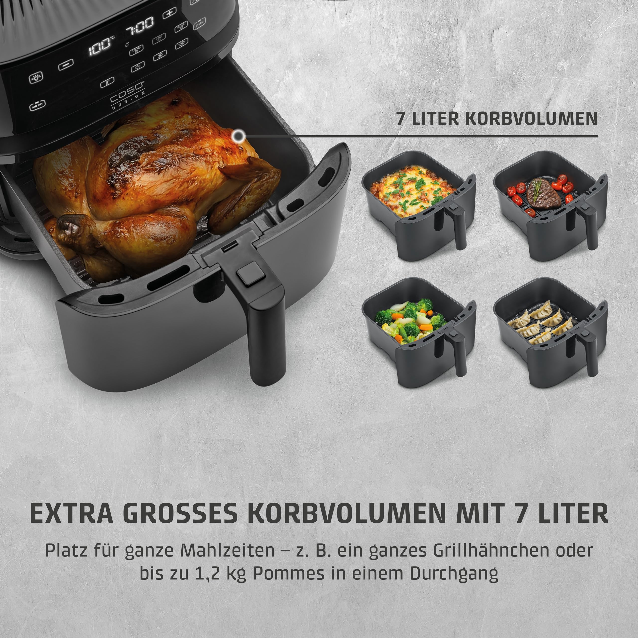 CASO AirFry & Steam 700 Heißluftfritteuse 7 Liter Dampf