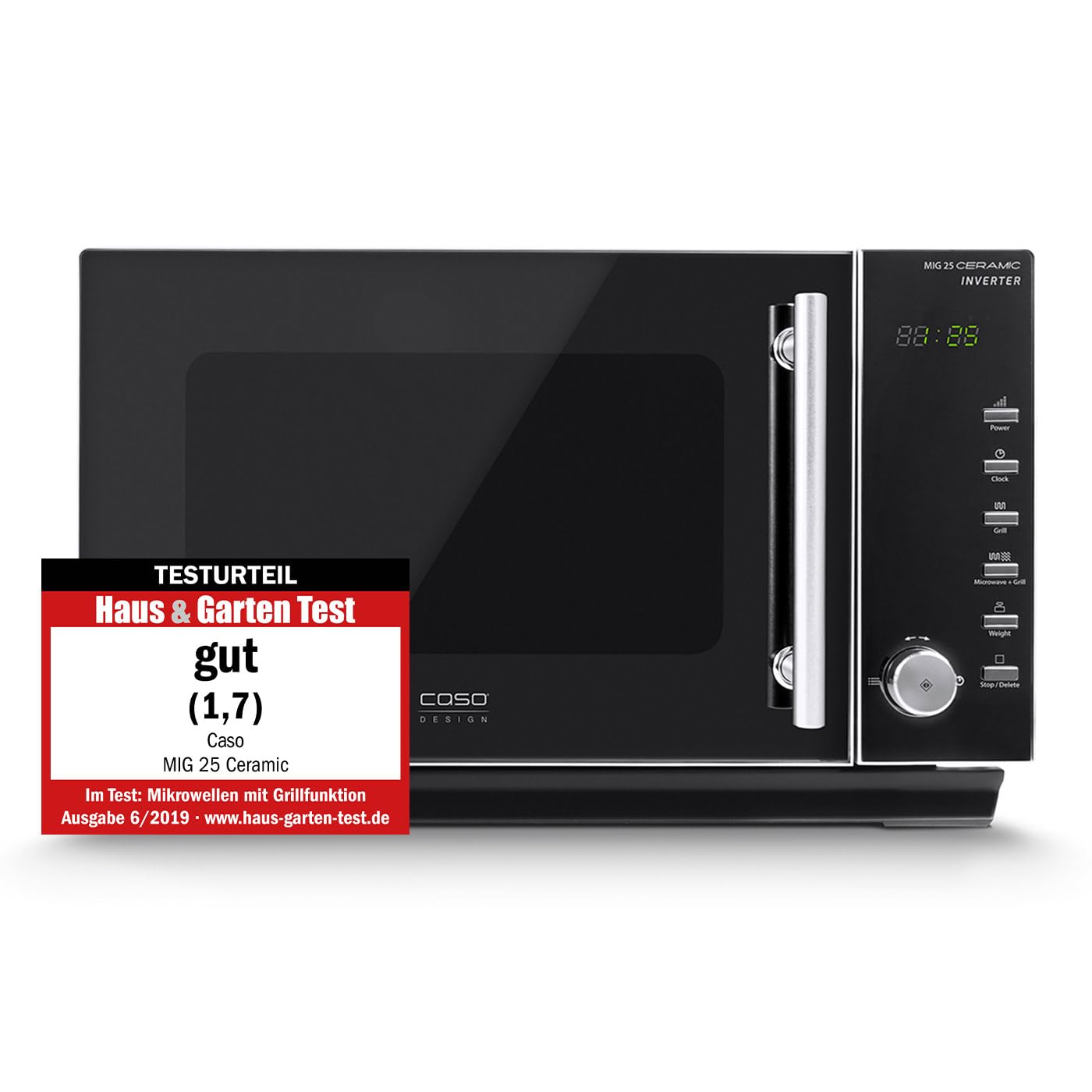 Caso MIG25 Ceramic Mikrowelle mit Grill 25 L 900 Watt