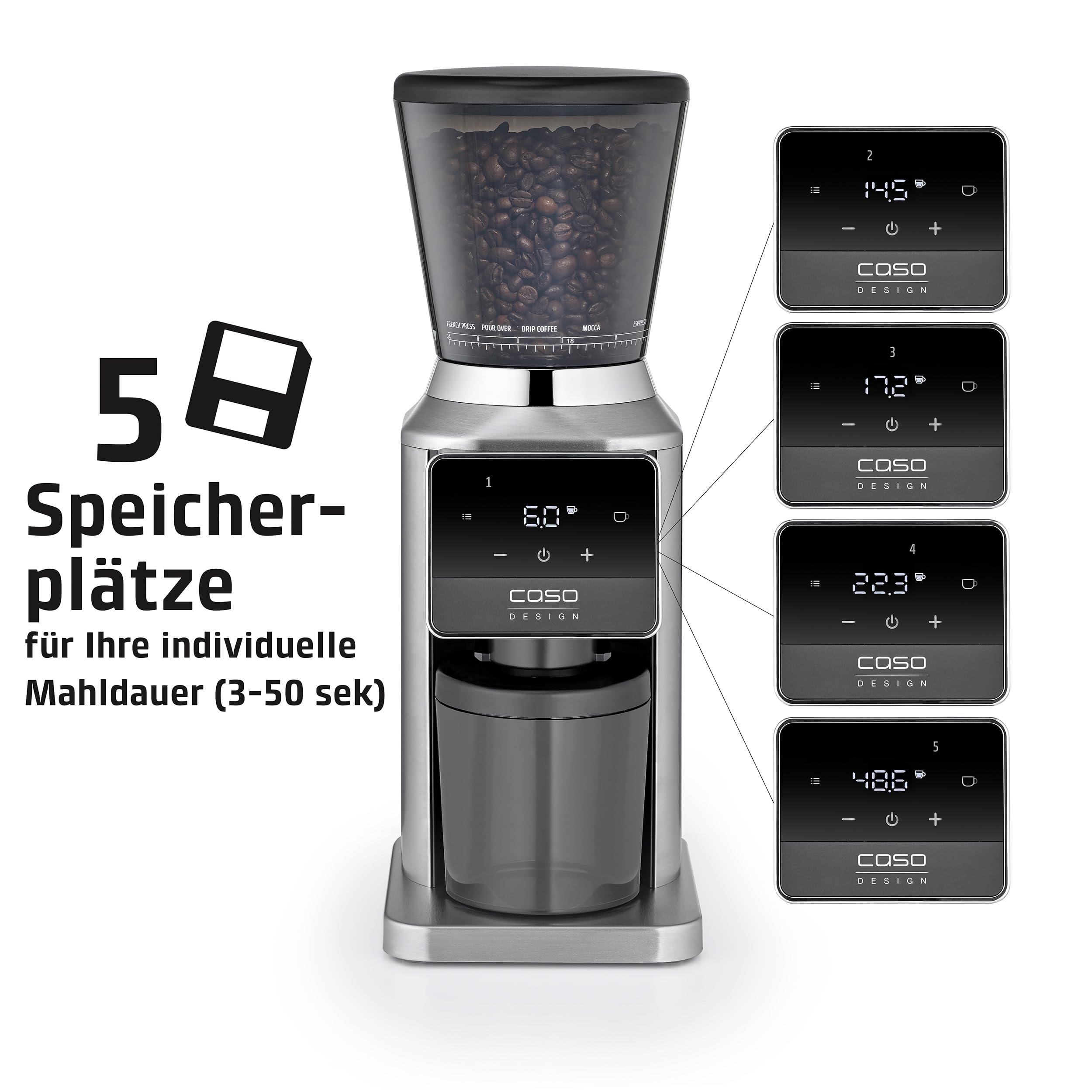 Caso BaristaChef Inox Pro Kaffeemühle Edelstahl 320 g