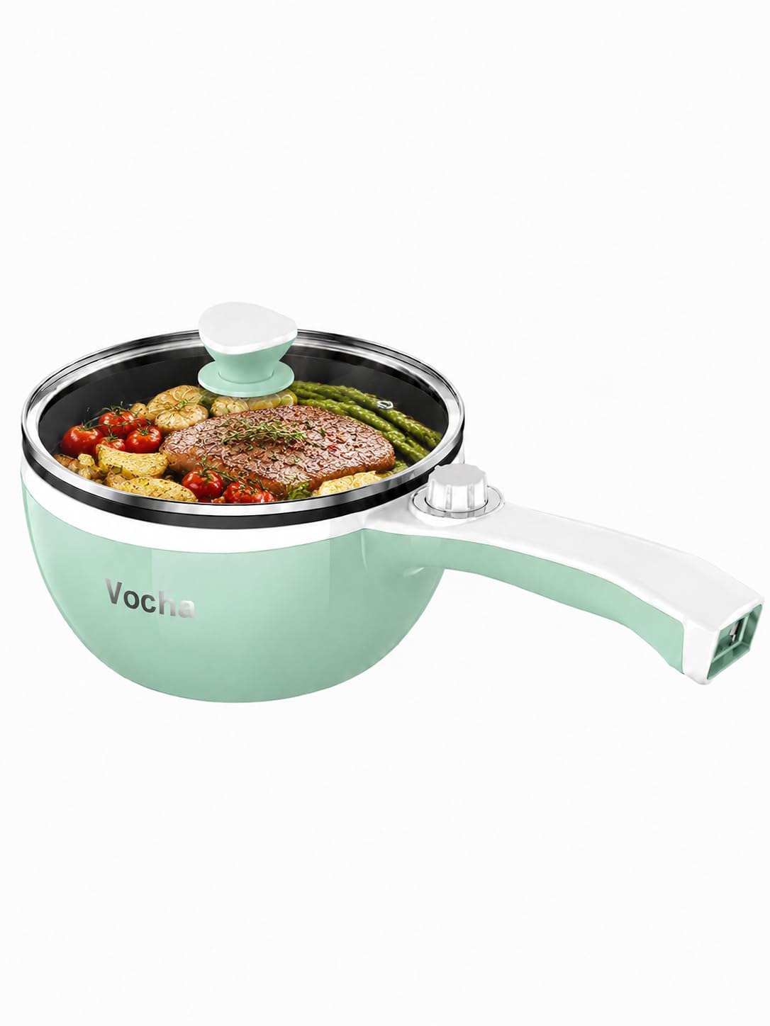 Vocha Electric Pot Elektrotopf 1,5 L Grün Antihaft 600W