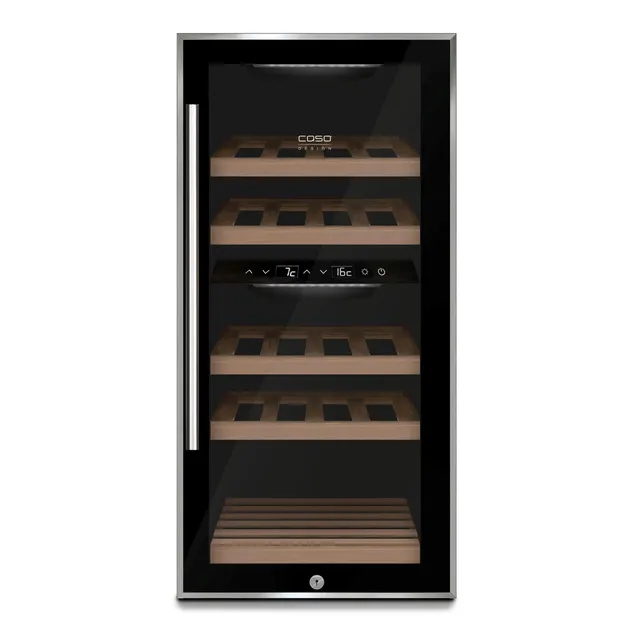 CASO WineComfort 24 black Weinkühlschrank 24 Flaschen 2 Zonen