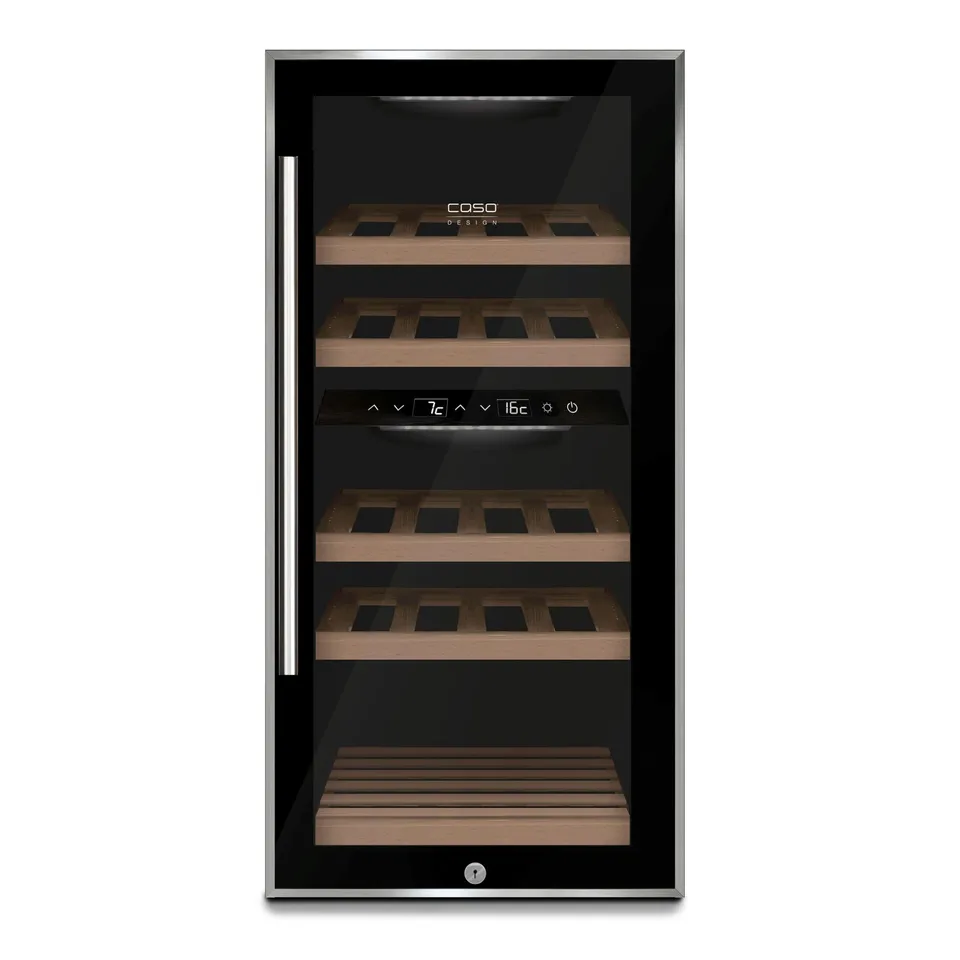 CASO WineComfort 24 black Weinkühlschrank 24 Flaschen 2 Zonen
