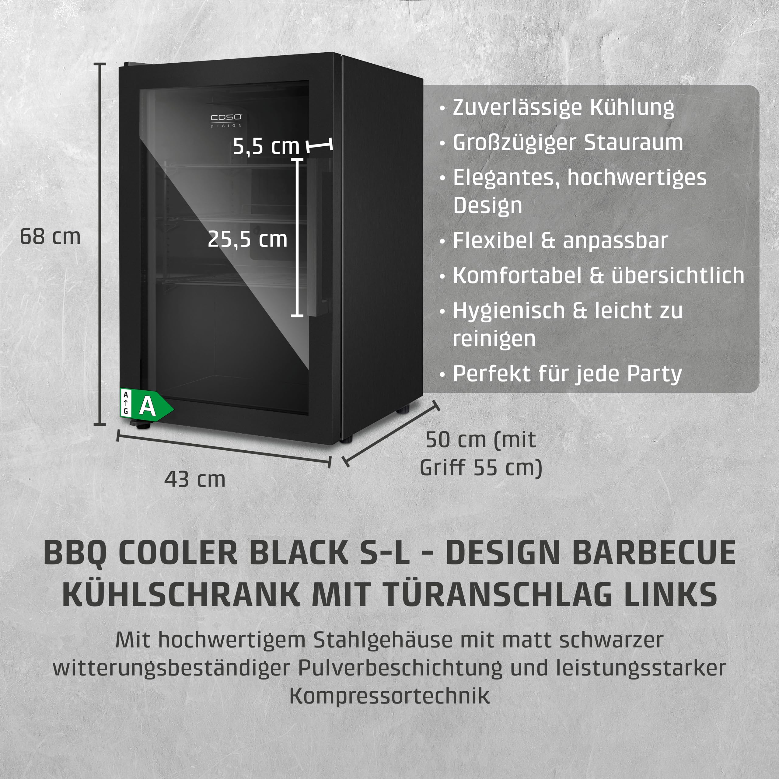 Caso BBQ Cooler S-L Getränkekühlschrank 63 L schwarz