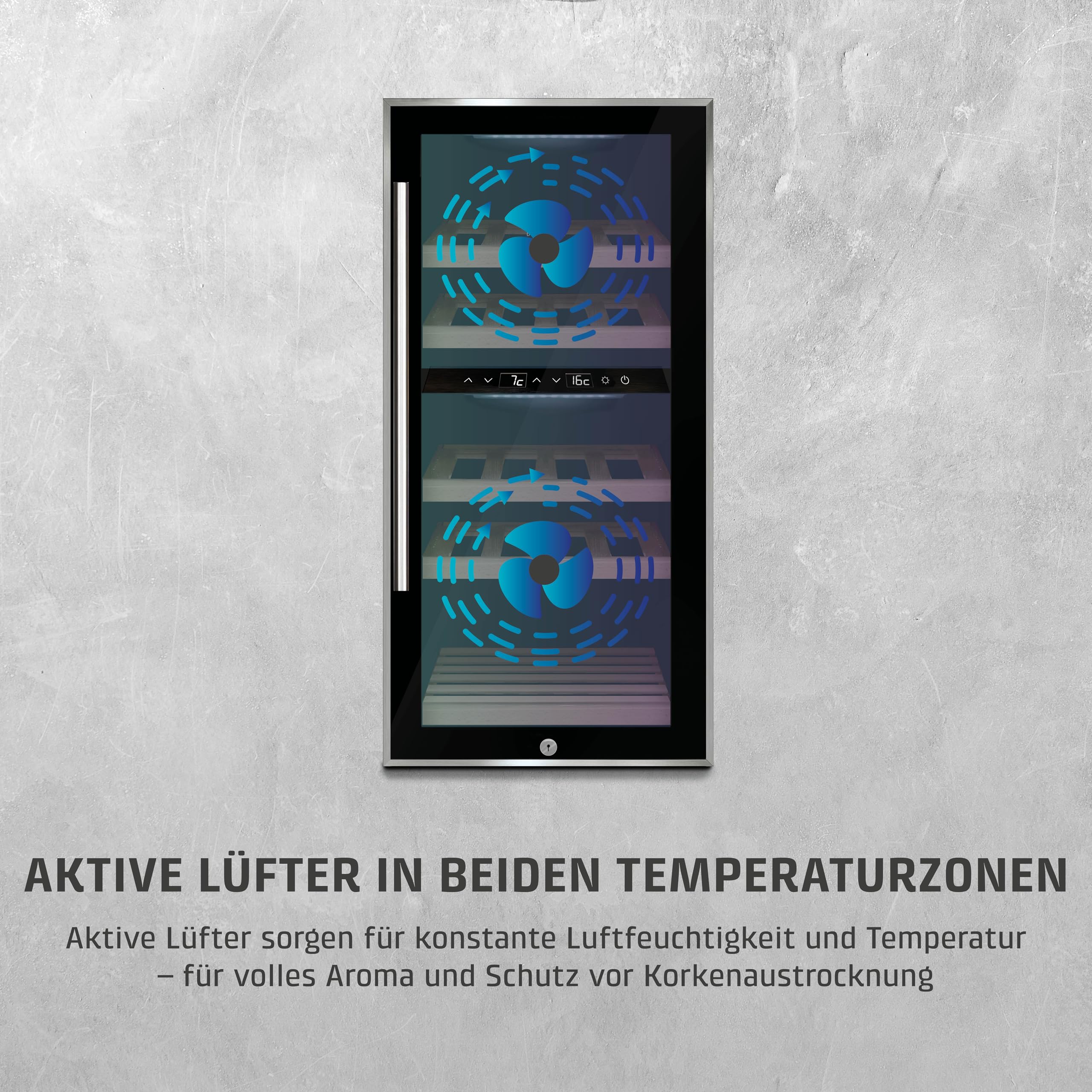 CASO WineComfort 24 black Weinkühlschrank 24 Flaschen 2 Zonen