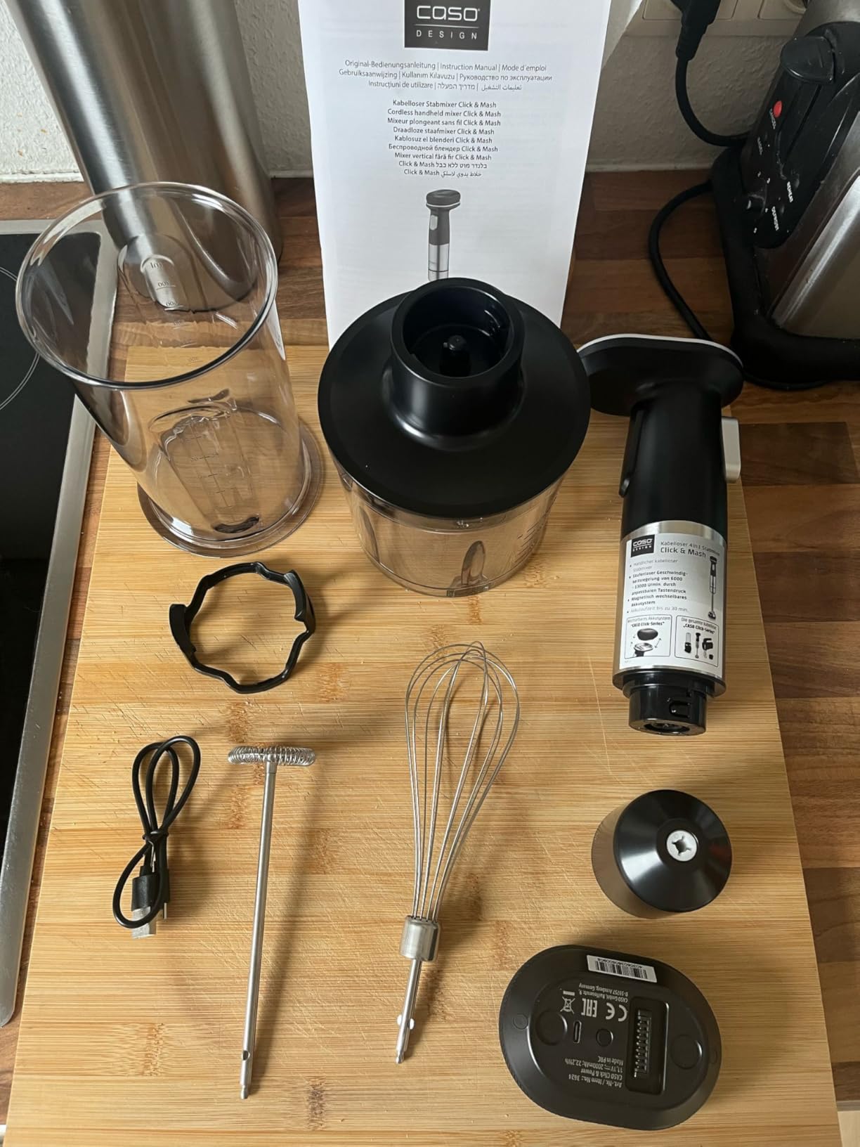 Caso Click & Mash Stabmixer kabellos 4in1 Akku Set