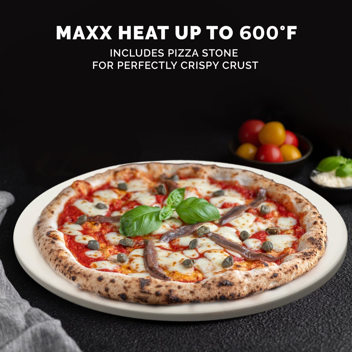 Kalorik MAXX Pizzaofen 12 Zoll mit Pizzastein 600°F Heißluft