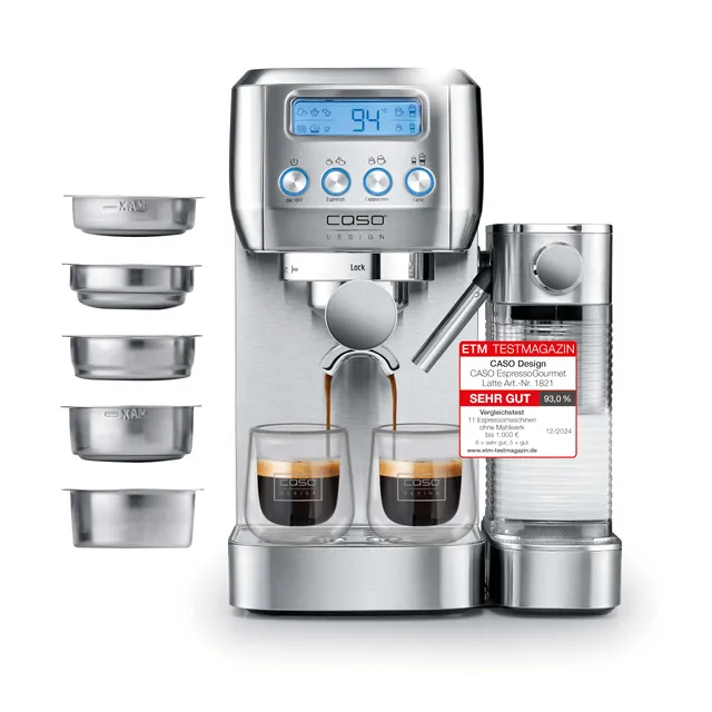 Caso Espresso Gourmet Latte Siebträgermaschine Silber Modern