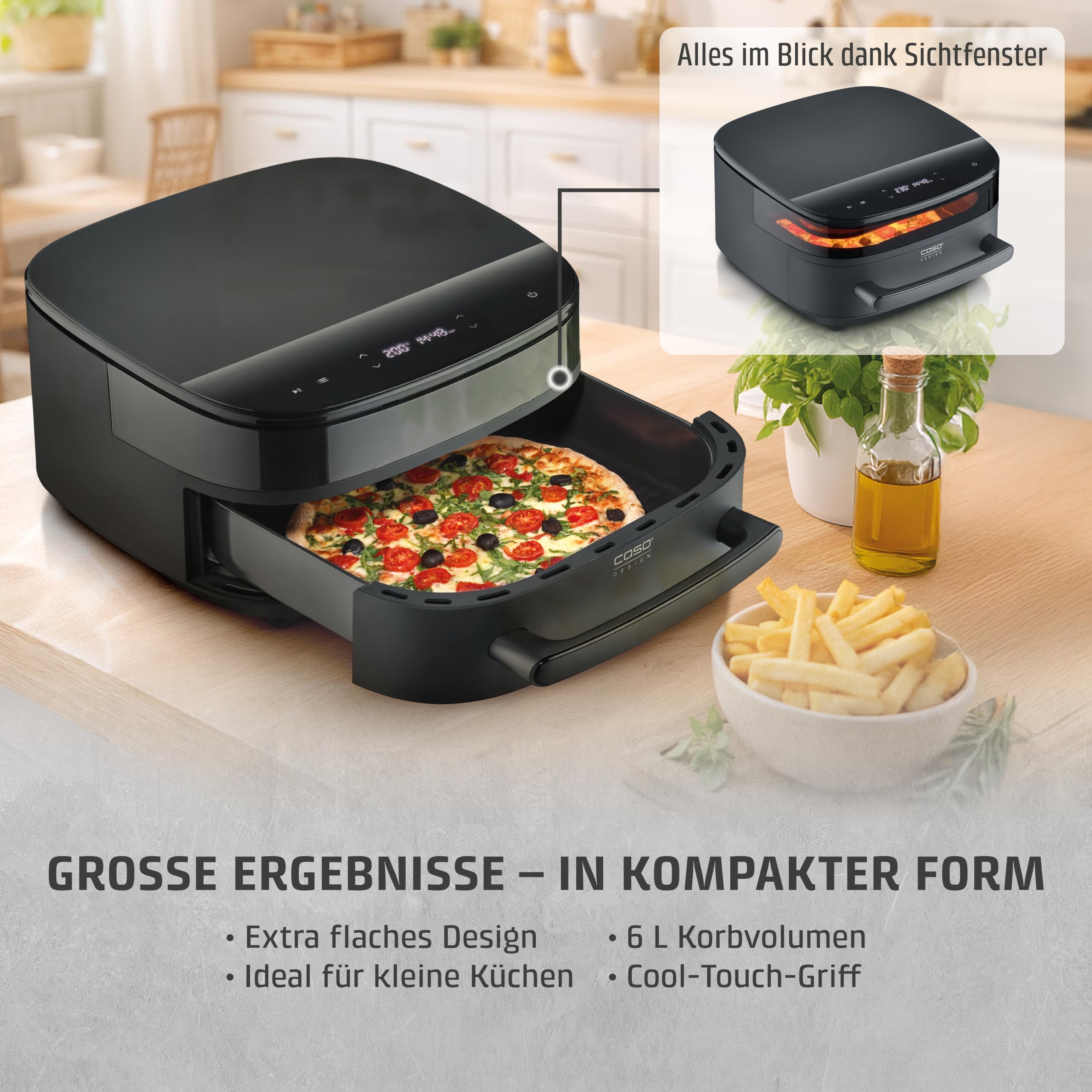 CASO AirFry PizzaChef Heißluftfritteuse 6 L Pizza 30cm