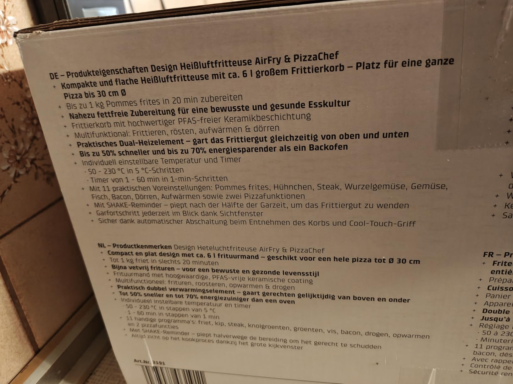 CASO AirFry PizzaChef Heißluftfritteuse 6 L Pizza 30cm