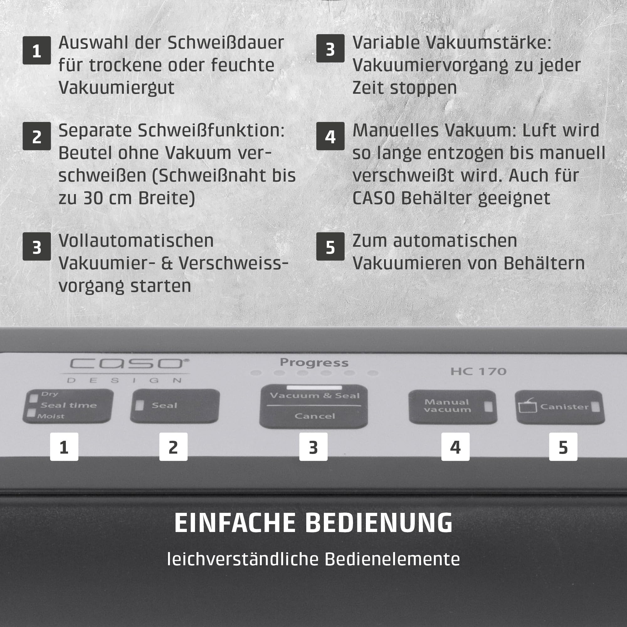 Caso HC170 Vakuumiergerät 9 l/min 30 cm Naht