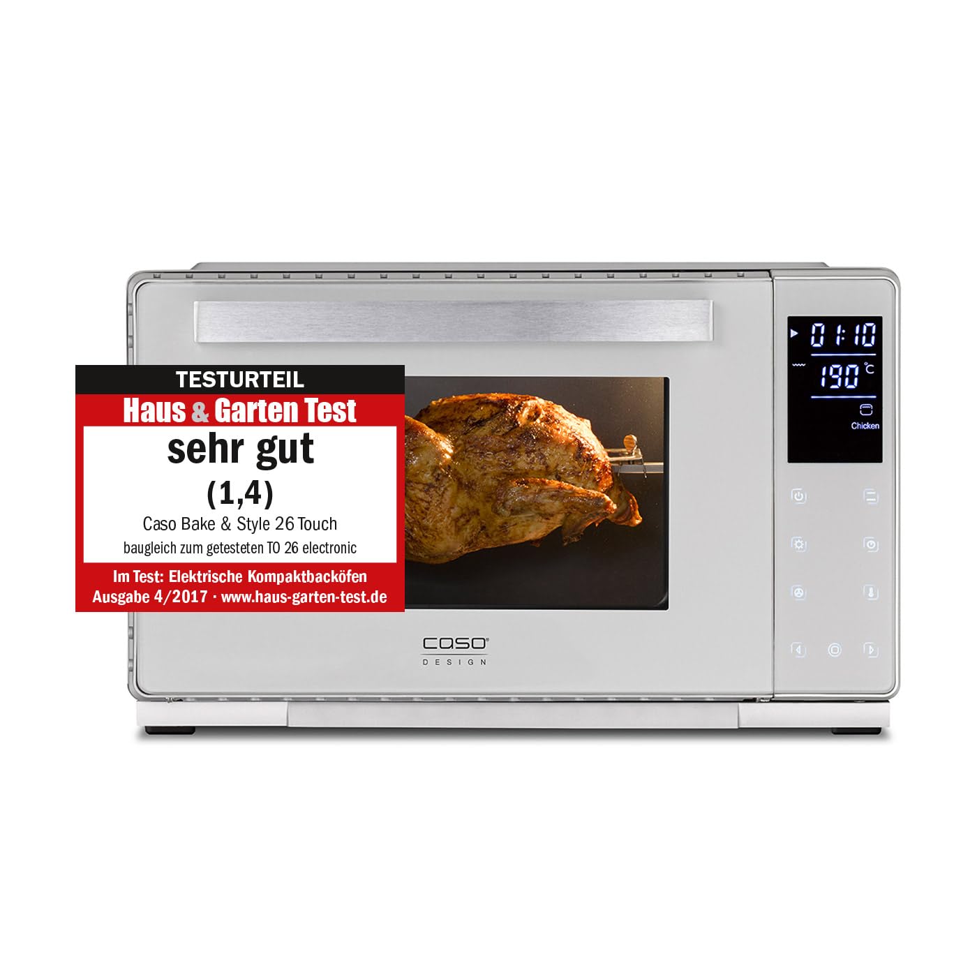 CASO Bake & Style 26 Touch Mini-Backofen 30cm Pizzastein