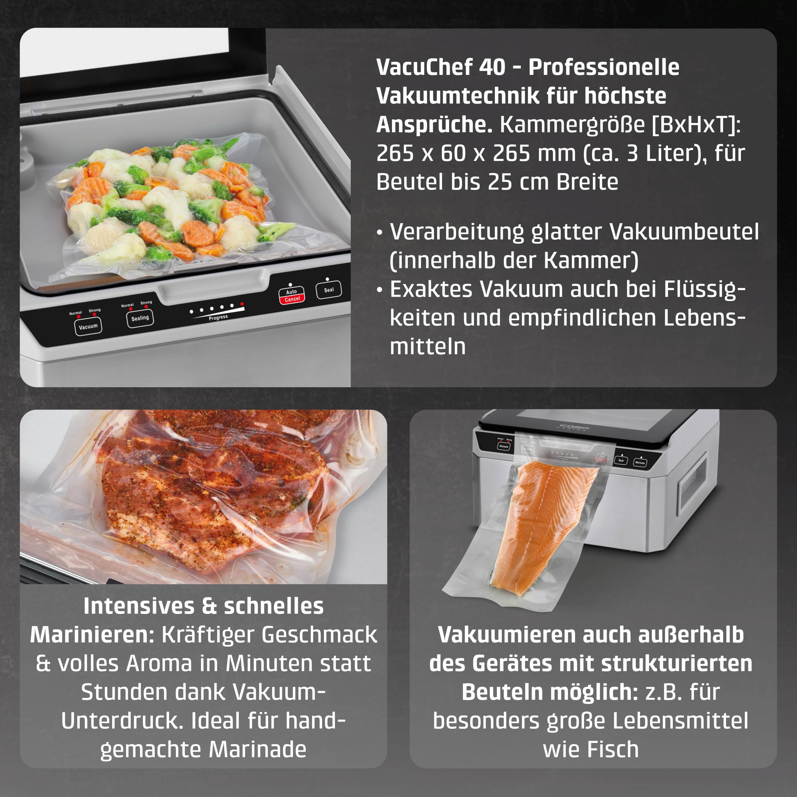 CASO VacuChef 40 Kammervakuumierer Edelstahl 3 Liter