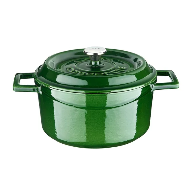 Lava Premium Gusseisentopf 20 cm rund Majolic Green Emaille