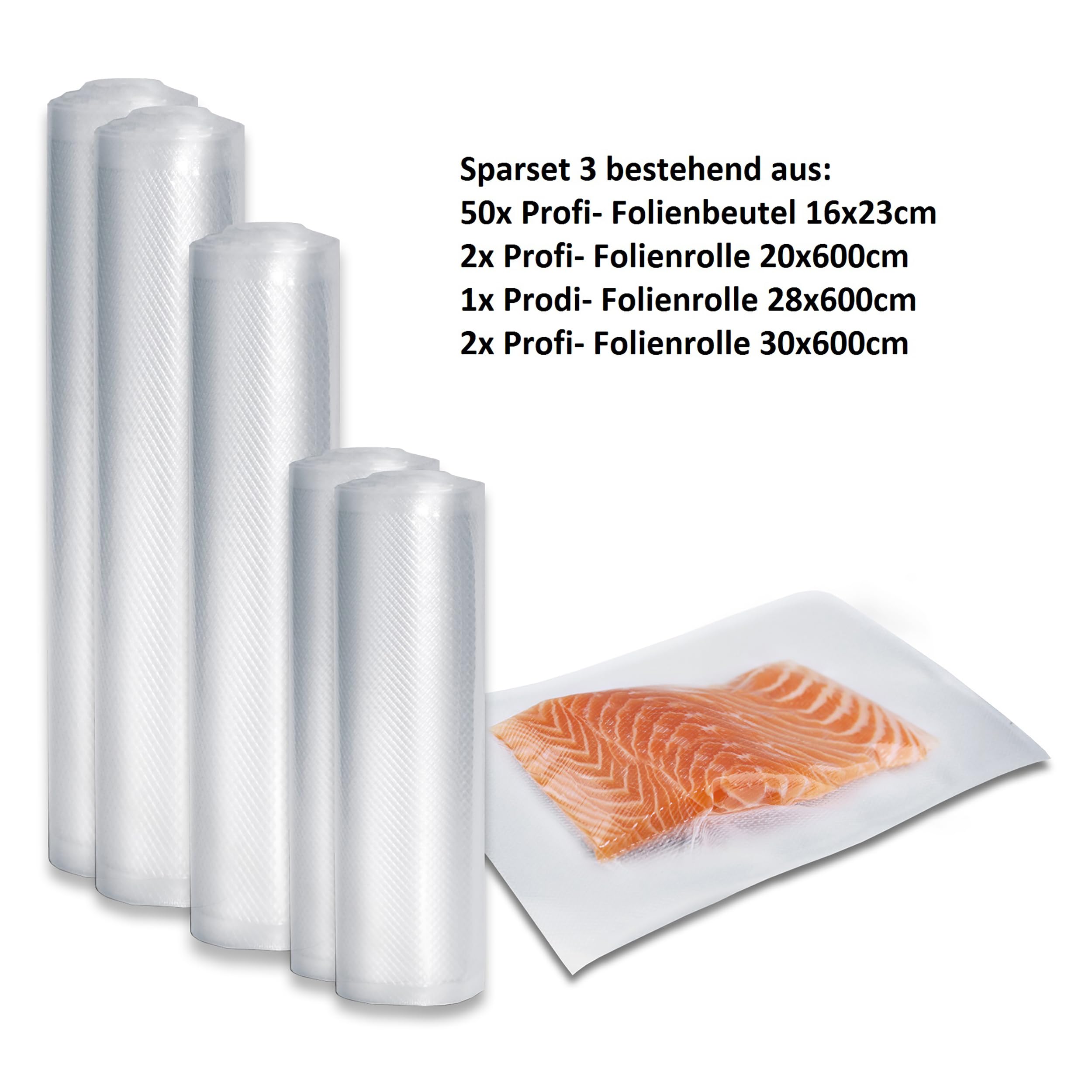 CASO Profi-Folien Set 3 Vakuumbeutel Rollen 150µm