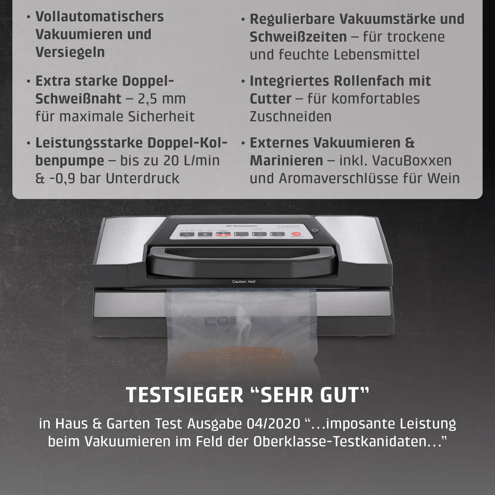 Caso VRH 700 advanced Pro Vakuumierer Doppelschweißnaht