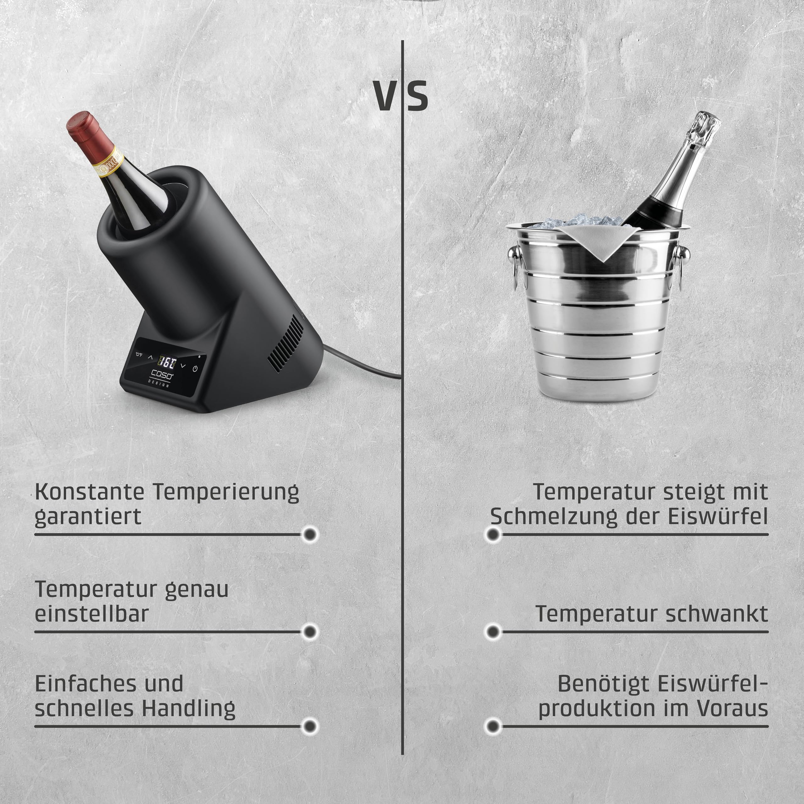 Caso VinoCase Black Weinkühler 1 Flasche 5-18°C Touch