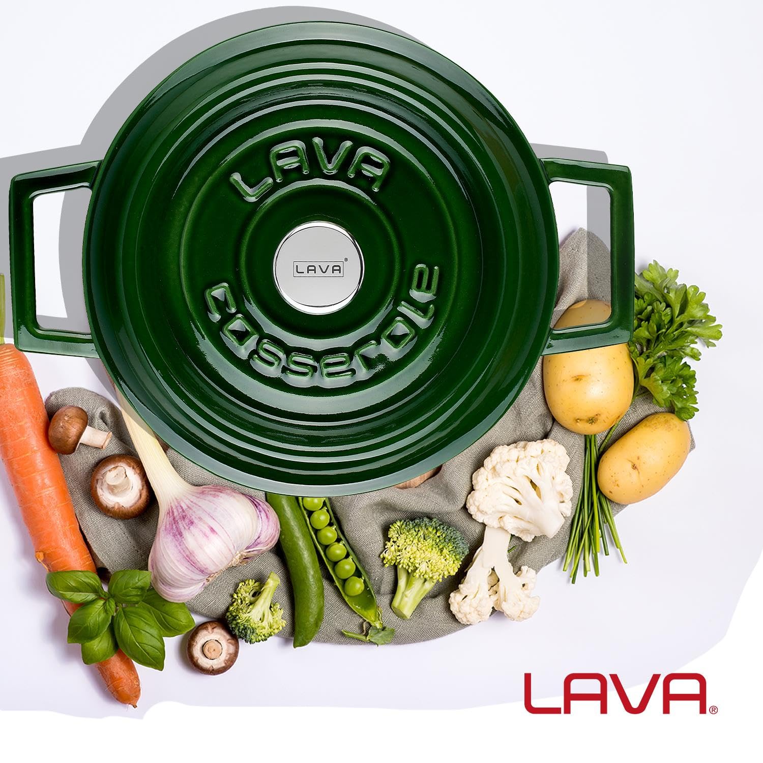Lava Premium Gusseisentopf 20 cm rund Majolic Green Emaille