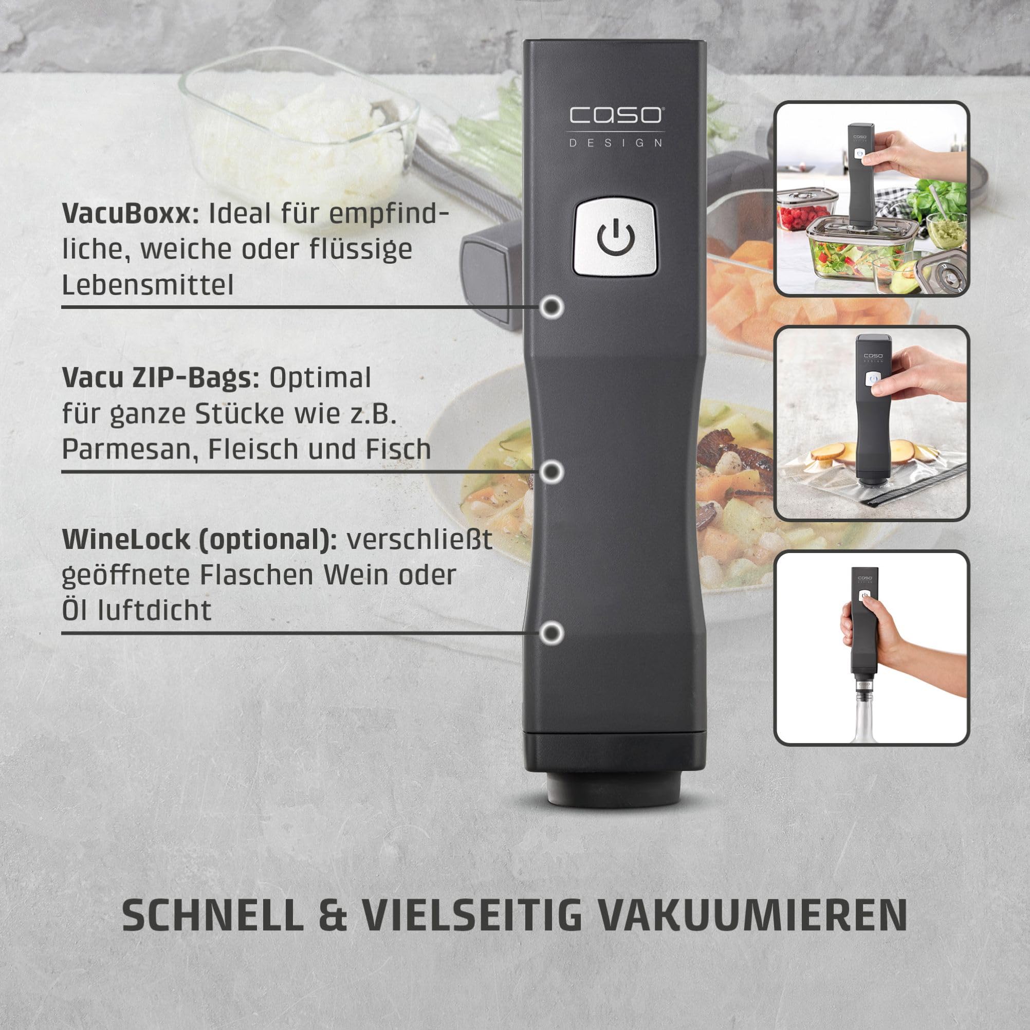 Caso Vacuum & Sous Vide Vacu OneTouch Eco-Set Handvakuumierer
