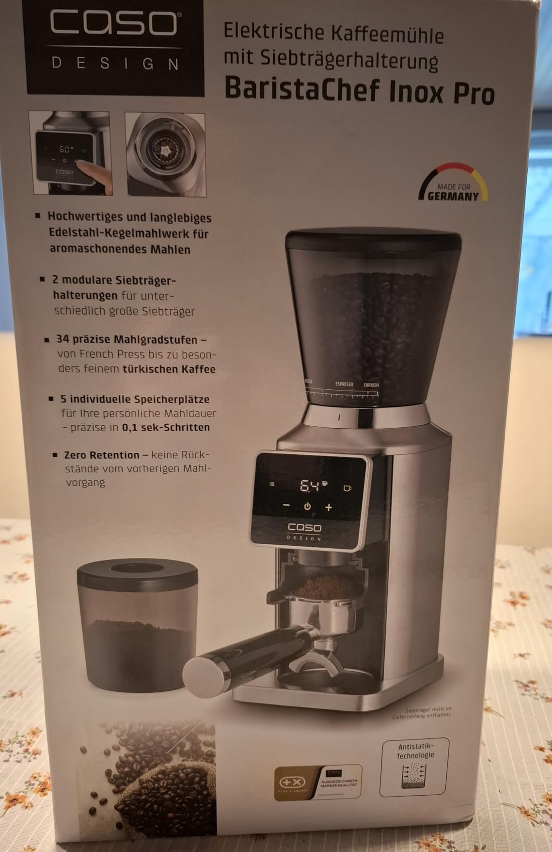 Caso BaristaChef Inox Pro Kaffeemühle Edelstahl 320 g
