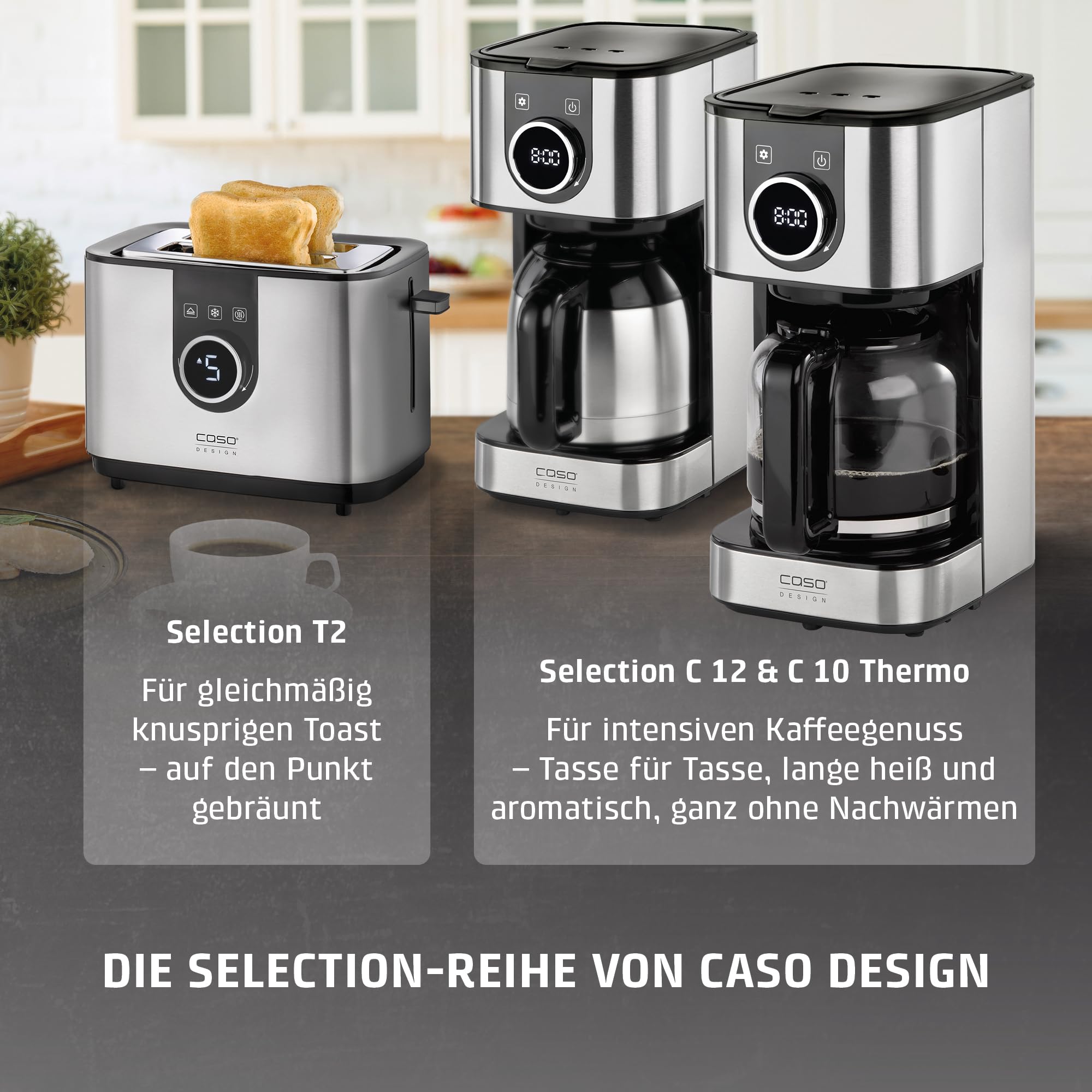 Caso Selection T2 Toaster Edelstahl 2 Scheiben 7 Stufen