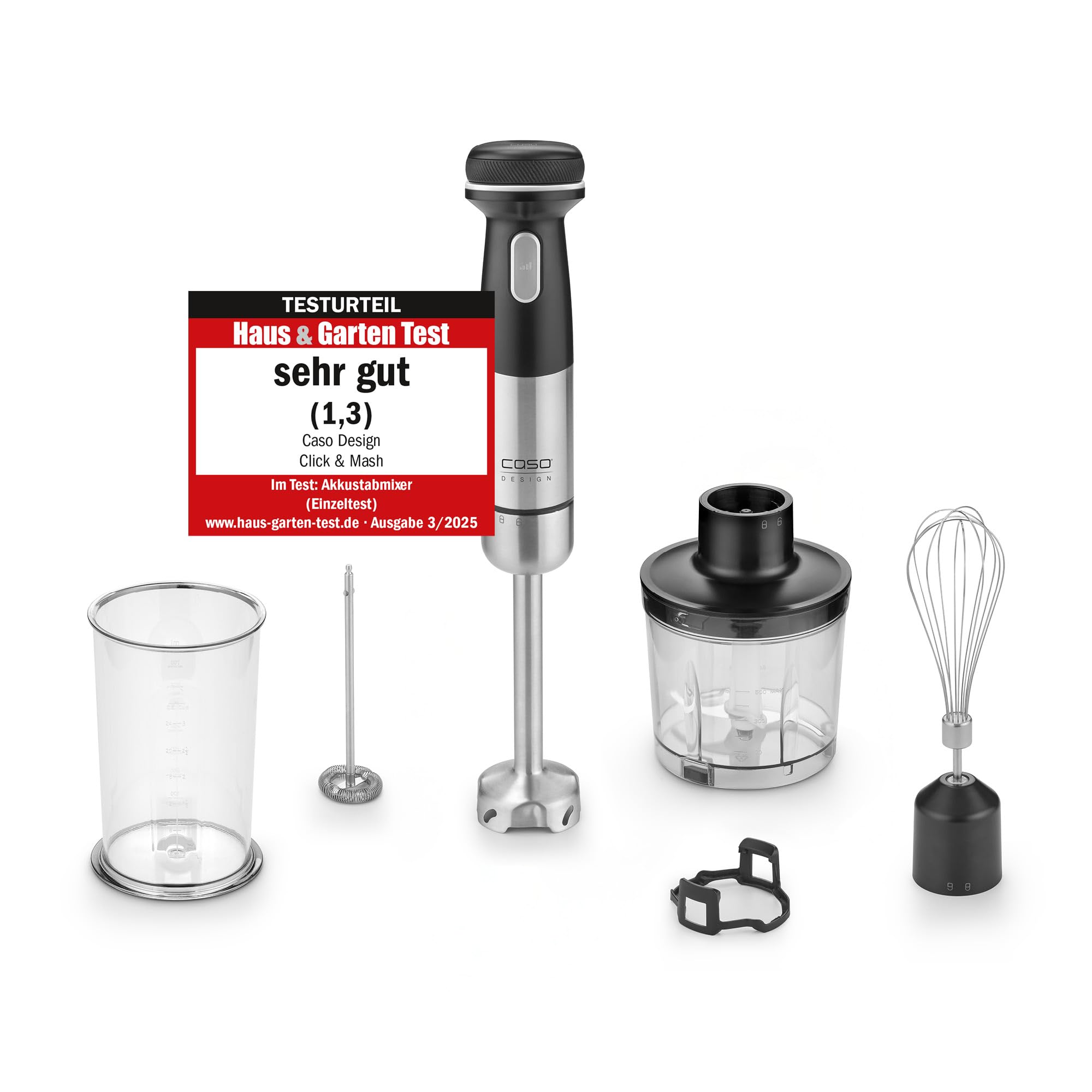 Caso Click & Mash Stabmixer kabellos 4in1 Akku Set